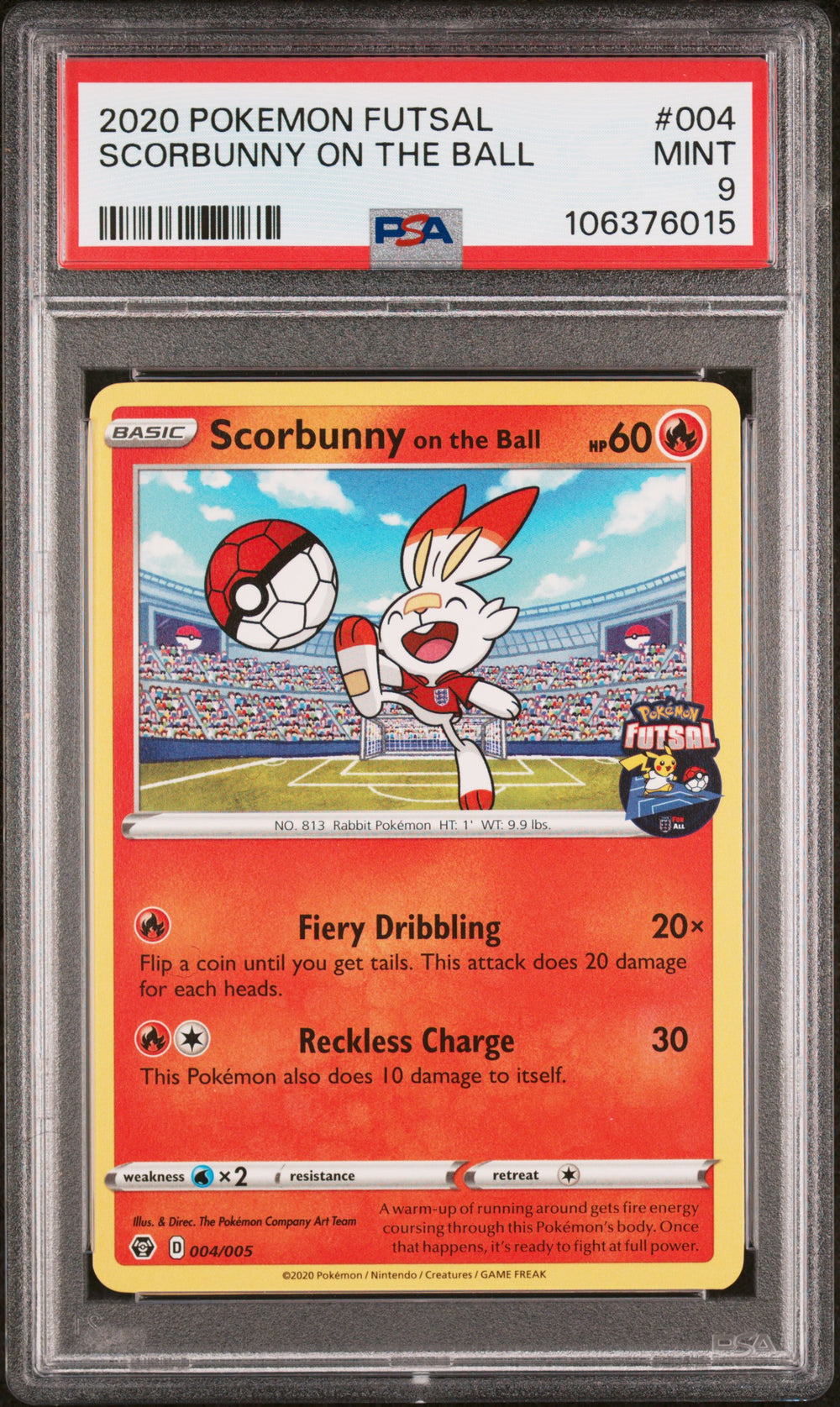 POKEMON TCG: POKEMON FUTSAL PROMO - SCORBUNNY ON THE BALL - 004/005 (NON HOLO) (ENGLISH) (GRADED / PSA 9) (📌 CONDITION 9.5)