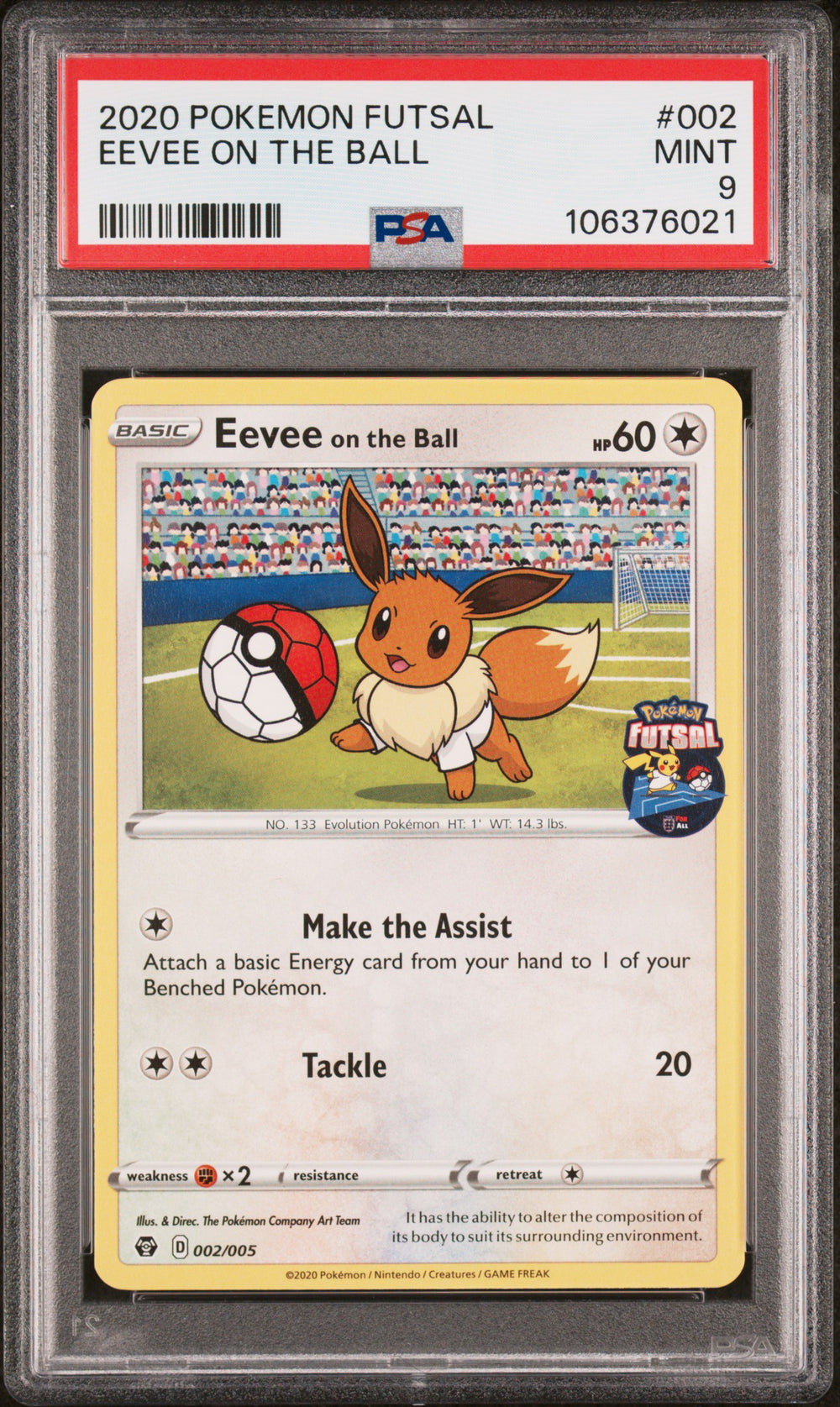 POKEMON TCG: POKEMON FUTSAL PROMO - EEVEE ON THE BALL - 002/005 (NON HOLO) (ENGLISH) (GRADED / PSA 9) (📌 CONDITION 9.5)