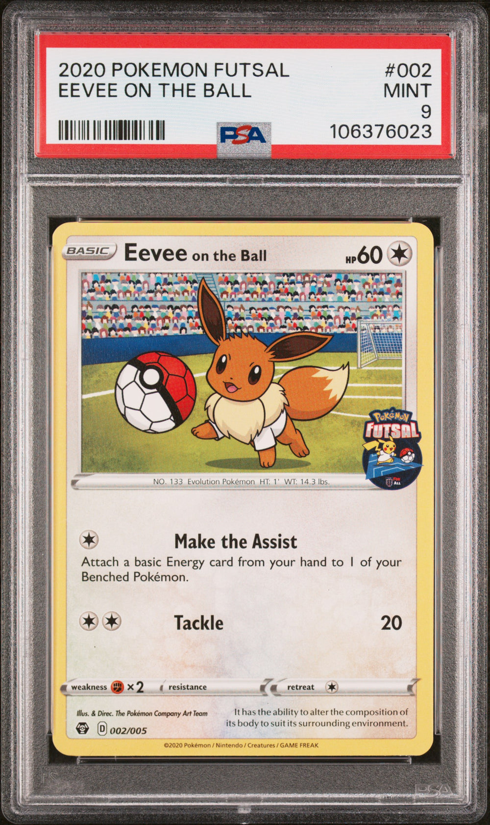 POKEMON TCG: POKEMON FUTSAL PROMO - EEVEE ON THE BALL - 002/005 (NON HOLO) (ENGLISH) (GRADED / PSA 9) (📌 CONDITION 9.5)