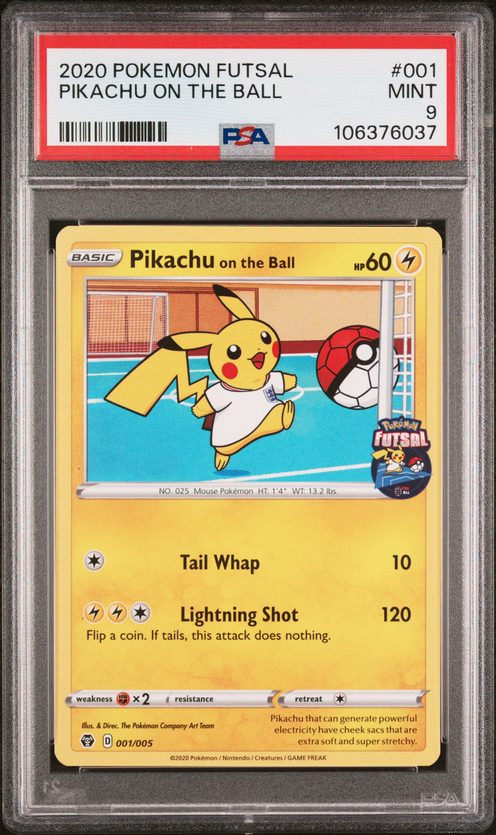 POKEMON TCG: POKEMON FUTSAL PROMO - PIKACHU ON THE BALL - 001/005 (NON HOLO) (ENGLISH) (GRADED / PSA 9) (📌 CONDITION 9.5)