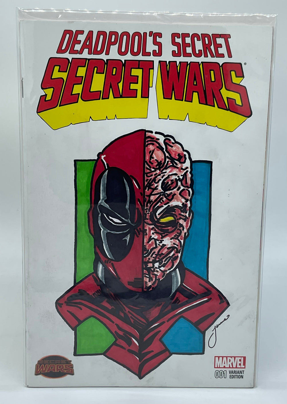 MARVEL COMICS DEADPOOL'S SECRET SECRET WARS ISSUE #1 (BLANK COVER VARIANT) (DEADPOOL CUSTOM ARTWORK BY JAMES FUGATE) (MINI-SERIES) (JULY 2015)