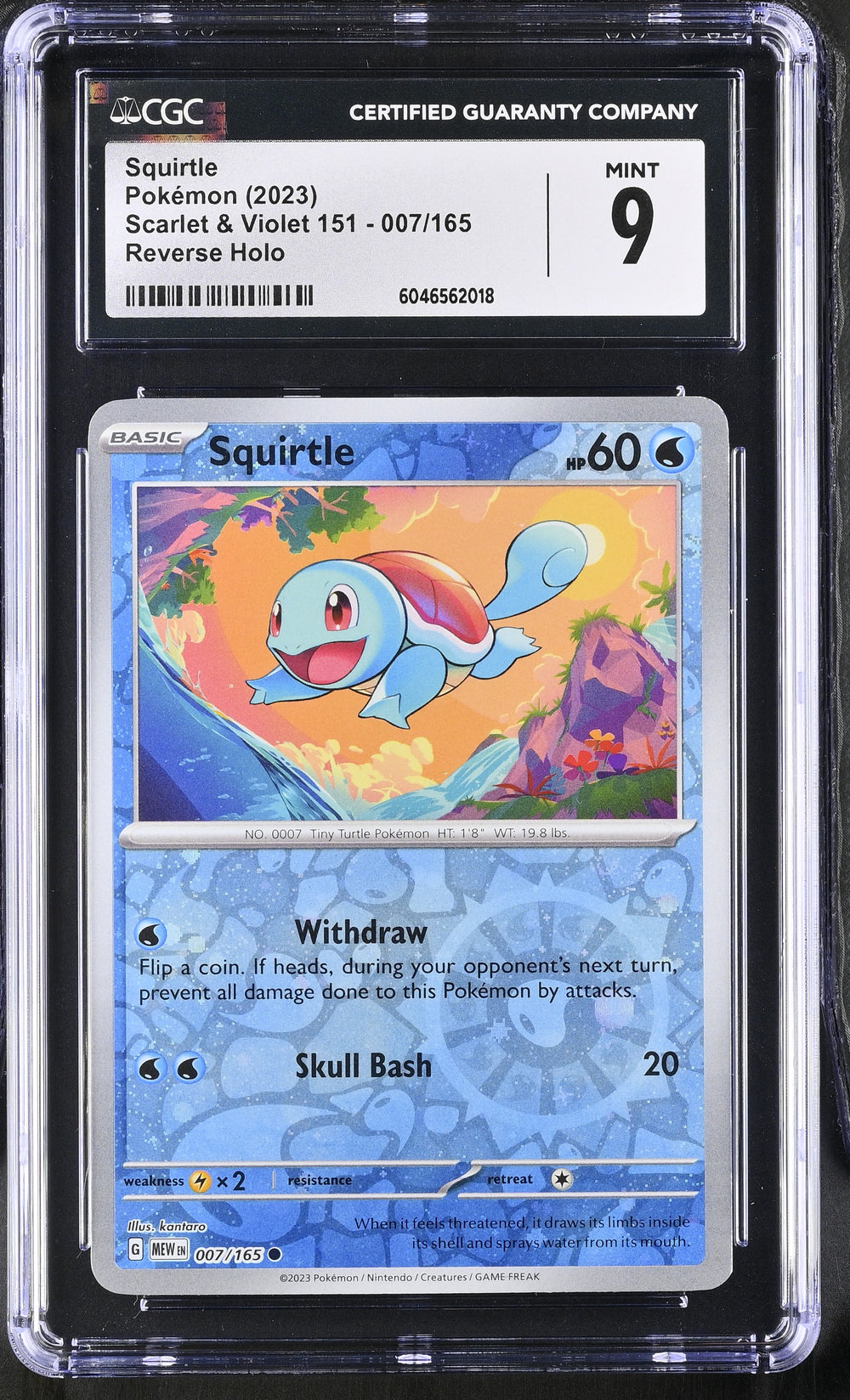 POKEMON TCG: SCARLET & VIOLET 151 - SQUIRTLE - 007/165 (REVERSE HOLO) (ENGLISH) (GRADED / CGC 9) (📌 CONDITION 9.5)