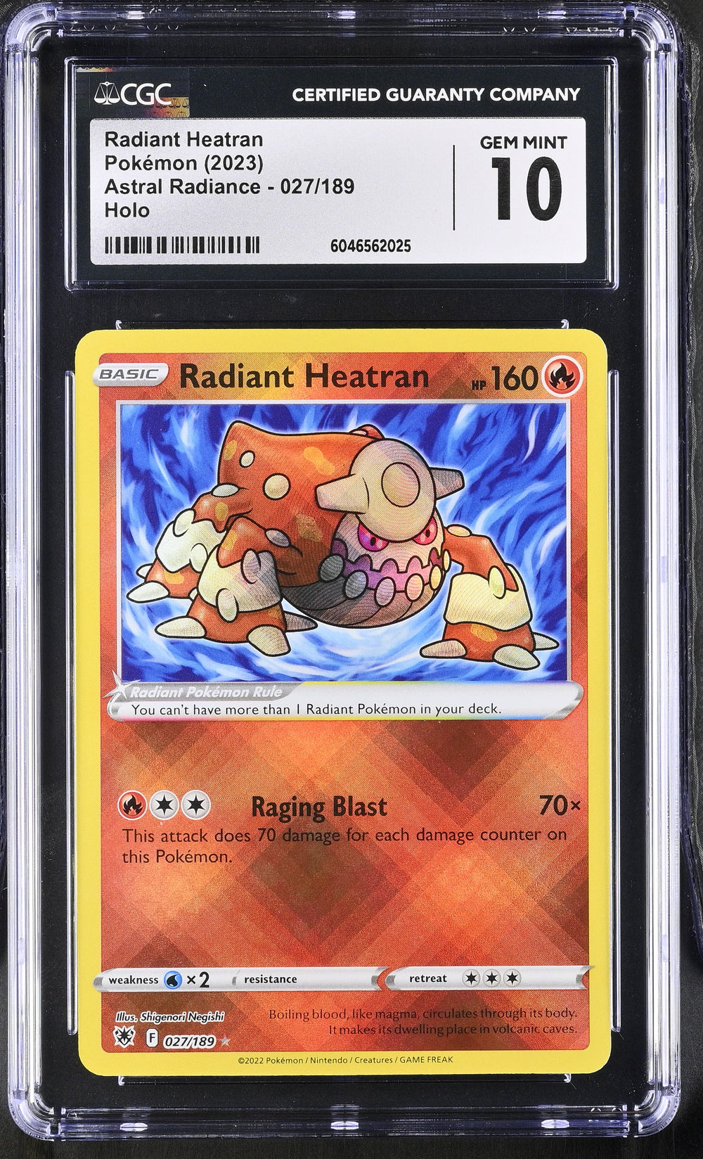 POKEMON TCG: ASTRAL RADIANCE - RADIANT HEATRAN - 027/189 (HOLO) (ENGLISH) (GRADED / CGC 10) (📌 CONDITION 9.5)