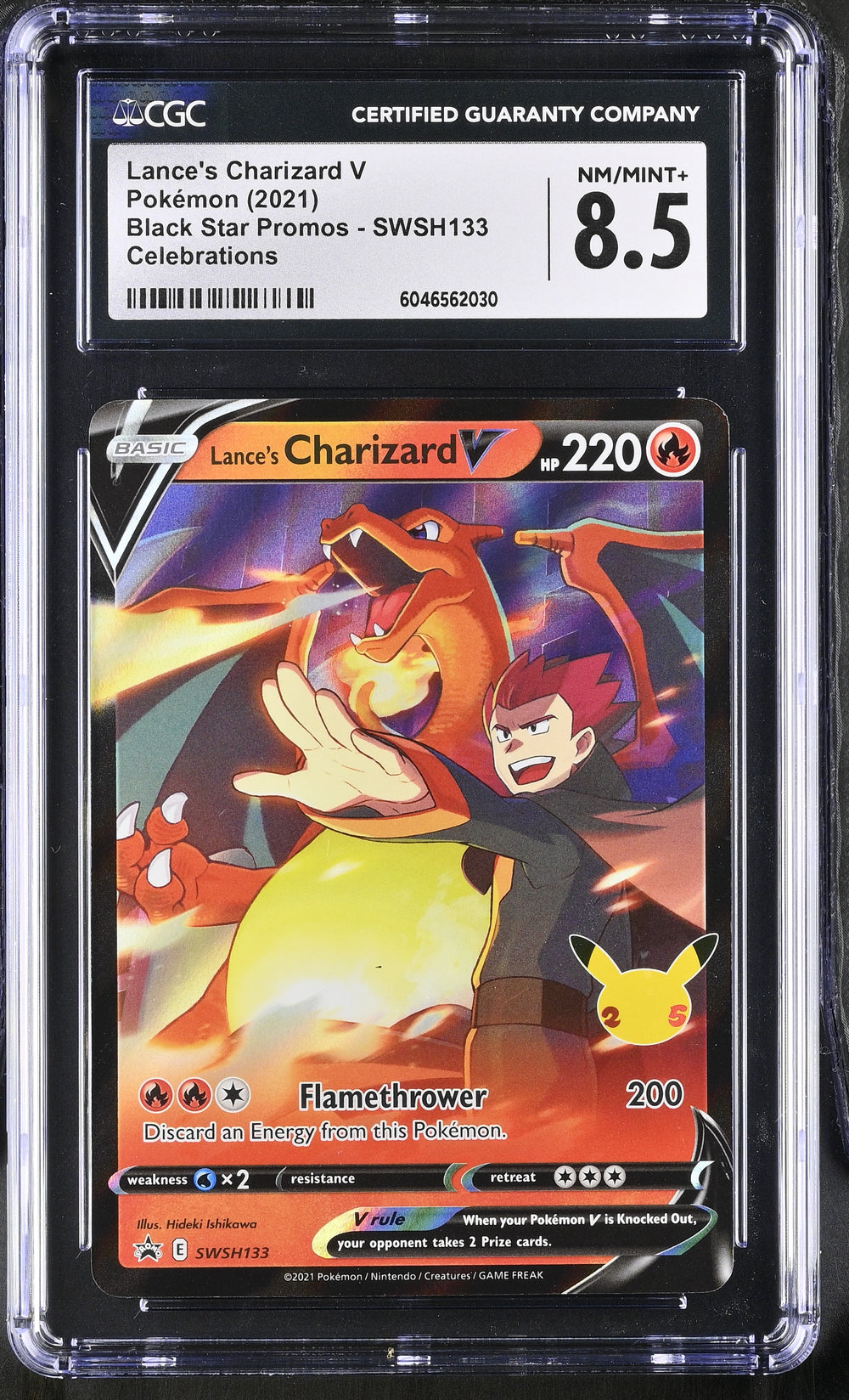 POKEMON TCG: SWORD & SHIELD PROMO - LANCE'S CHARIZARD V - SWSH133 (CELEBRATIONS - HOLO) (ENGLISH) (GRADED / CGC 8.5) (📌 CONDITION 9.5)