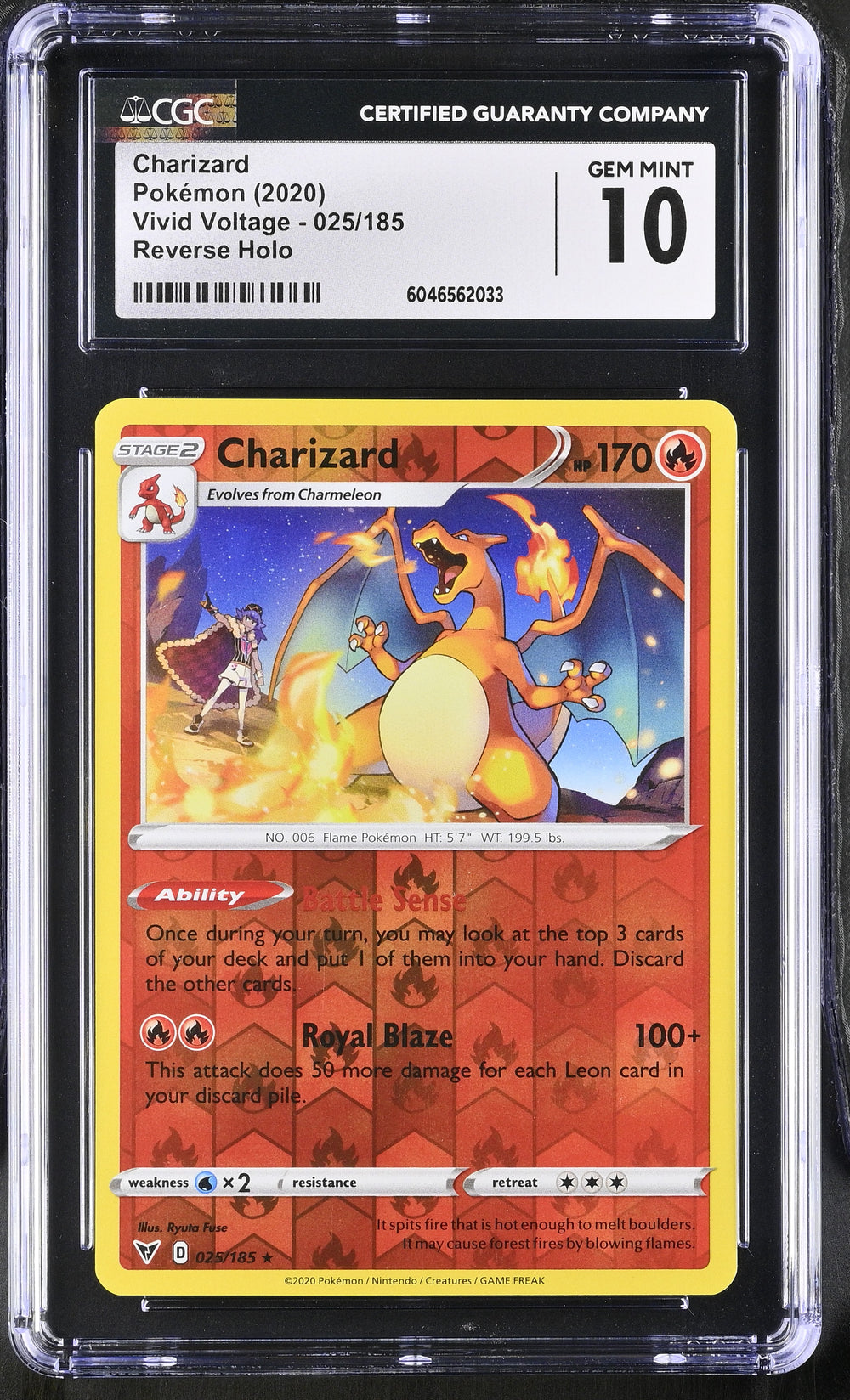 POKEMON TCG: VIVID VOLTAGE - CHARIZARD - 025/185 (REVERSE HOLO) (ENGLISH) (GRADED / CGC 10) (📌 CONDITION 9.5)