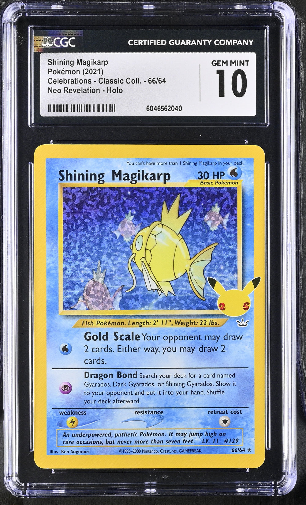 POKEMON TCG: CELEBRATIONS: CLASSIC COLLECTION - SHINING MAGIKARP - 66/64 (NEO REVELATION - HOLO) (ENGLISH) (GRADED / CGC 10) (📌 CONDITION 9.5)