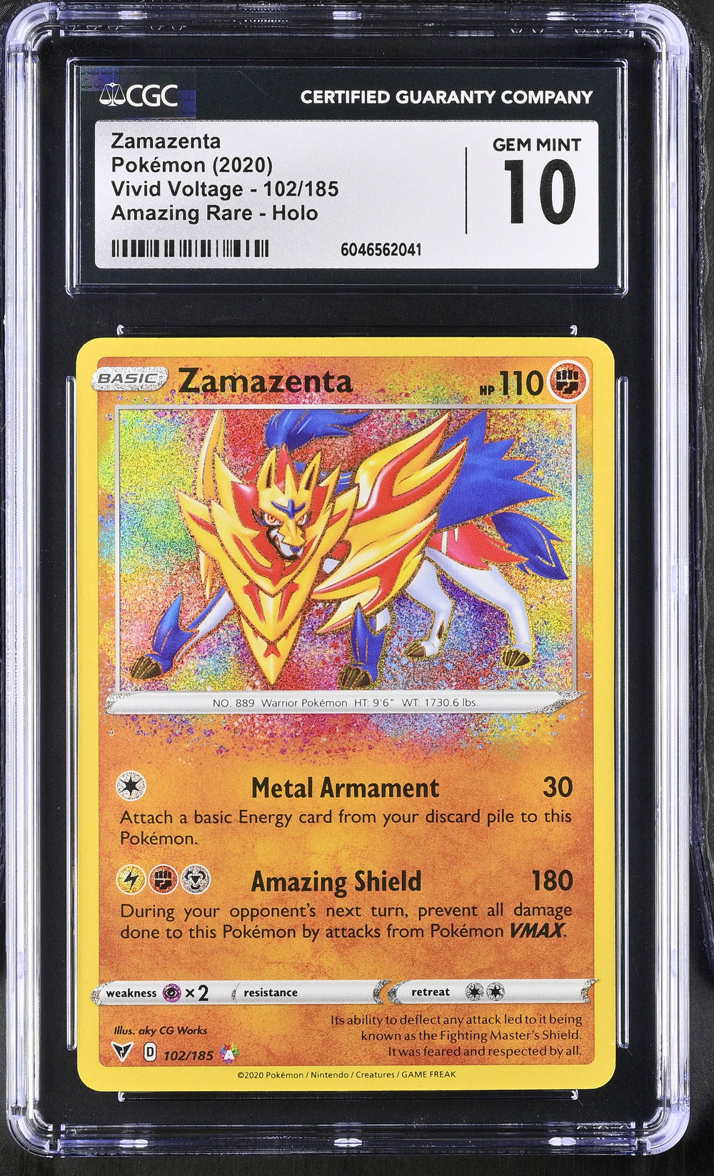 POKEMON TCG: VIVID VOLTAGE - ZAMAZENTA - 102/185 (AMAZING RARE - HOLO) (ENGLISH) (GRADED / CGC 10) (📌 CONDITION 9.5)