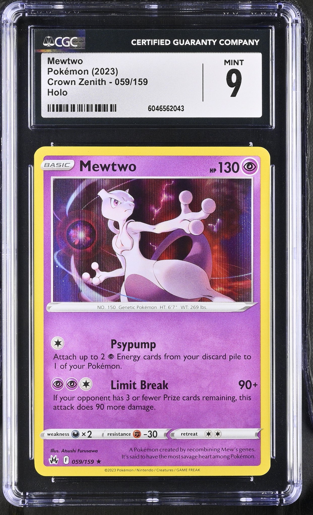 POKEMON TCG: CROWN ZENITH - MEWTWO - 059/159 (HOLO) (ENGLISH) (GRADED | THE KING'S KEEP TOYS & COLLECTIBLES POKEMON TCG: CROWN ZENITH - MEWTWO - 059/159 (HOLO) (ENGLISH) (GRADED | THE KING'S KEEP TOYS & COLLECTIBLES