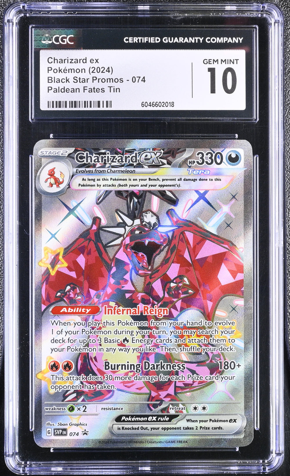 POKEMON TCG: SCARLET & VIOLET PROMOS - CHARIZARD EX - 074 (PALDEAN FATES TIN - HOLO) (ENGLISH) (GRADED / CGC 10) (📌 CONDITION 9.5)