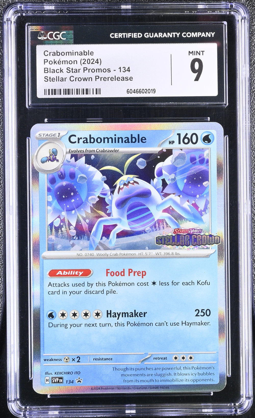 POKEMON TCG: SCARLET & VIOLET PROMOS - CRABOMINABLE - 134 (STELLAR CROWN PRERELEASE - HOLO) (ENGLISH) (GRADED / CGC 9) (📌 CONDITION 9.5)