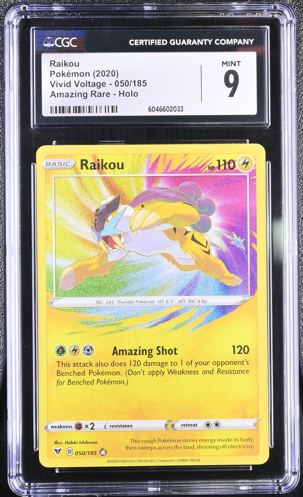 POKEMON TCG: VIVID VOLTAGE - RAIKOU - 050/185 (AMAZING RARE - HOLO) (ENGLISH) (GRADED / CGC 9) (📌 CONDITION 9.5)