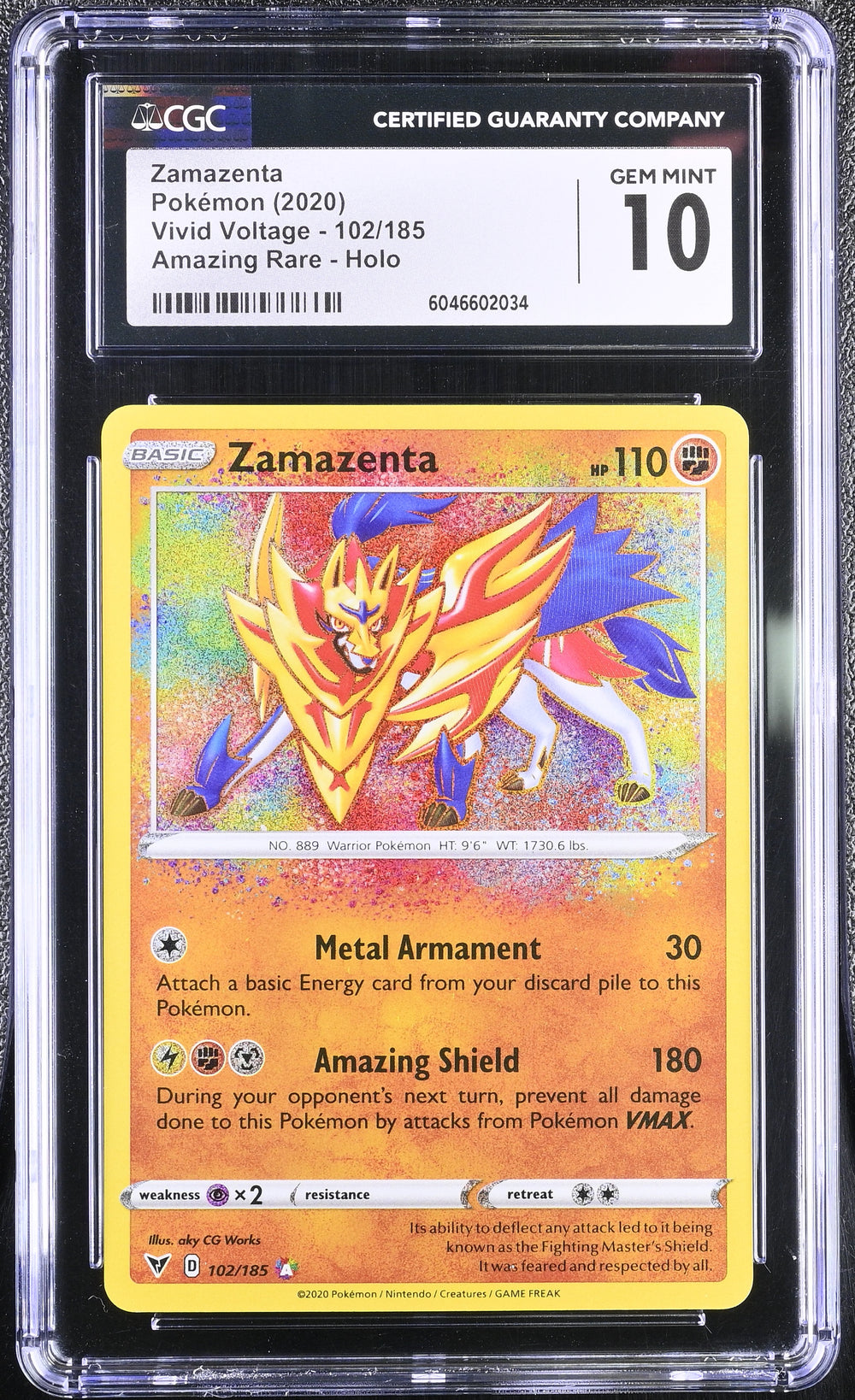 POKEMON TCG: VIVID VOLTAGE - ZAMAZENTA - 102/185 (AMAZING RARE - HOLO) (ENGLISH) (GRADED / CGC 10) (📌 CONDITION 9.5)