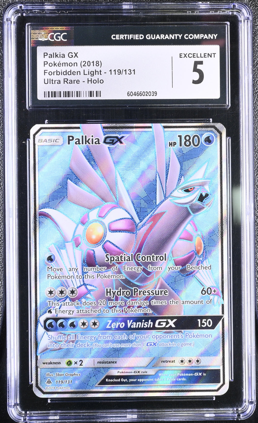 POKEMON TCG: FORBIDDEN LIGHT - PALKIA GX - 119/131 (ULTRA RARE - HOLO) (ENGLISH) (GRADED / CGC 5) (📌 CONDITION 9.5)