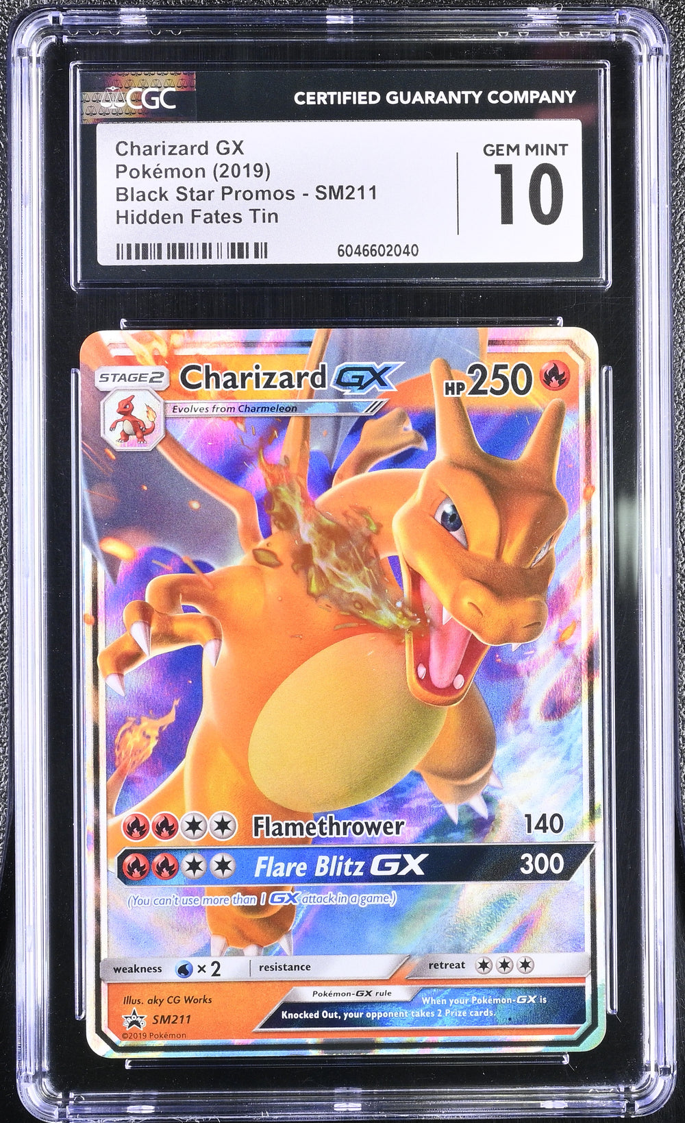 POKEMON TCG: SUN & MOON PROMOS - CHARIZARD GX - SM211 (HIDDEN FATES TIN - HOLO) (ENGLISH) (GRADED / CGC 10) (📌 CONDITION 9.5)