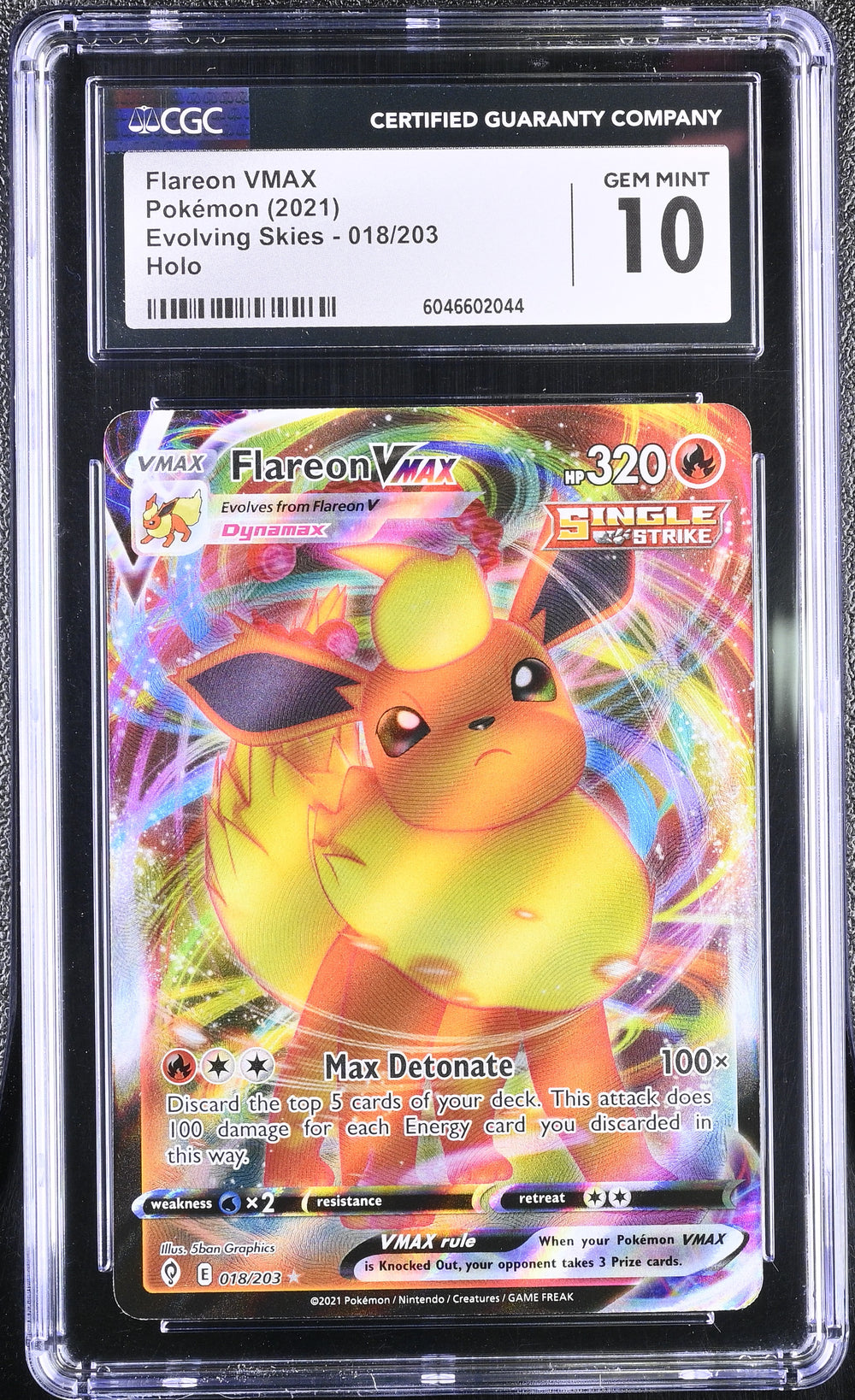 POKEMON TCG: EVOLVING SKIES - FLAREON VMAX - 018/203 (HOLO) (ENGLISH) (GRADED / CGC 10) (📌 CONDITION 9.5)