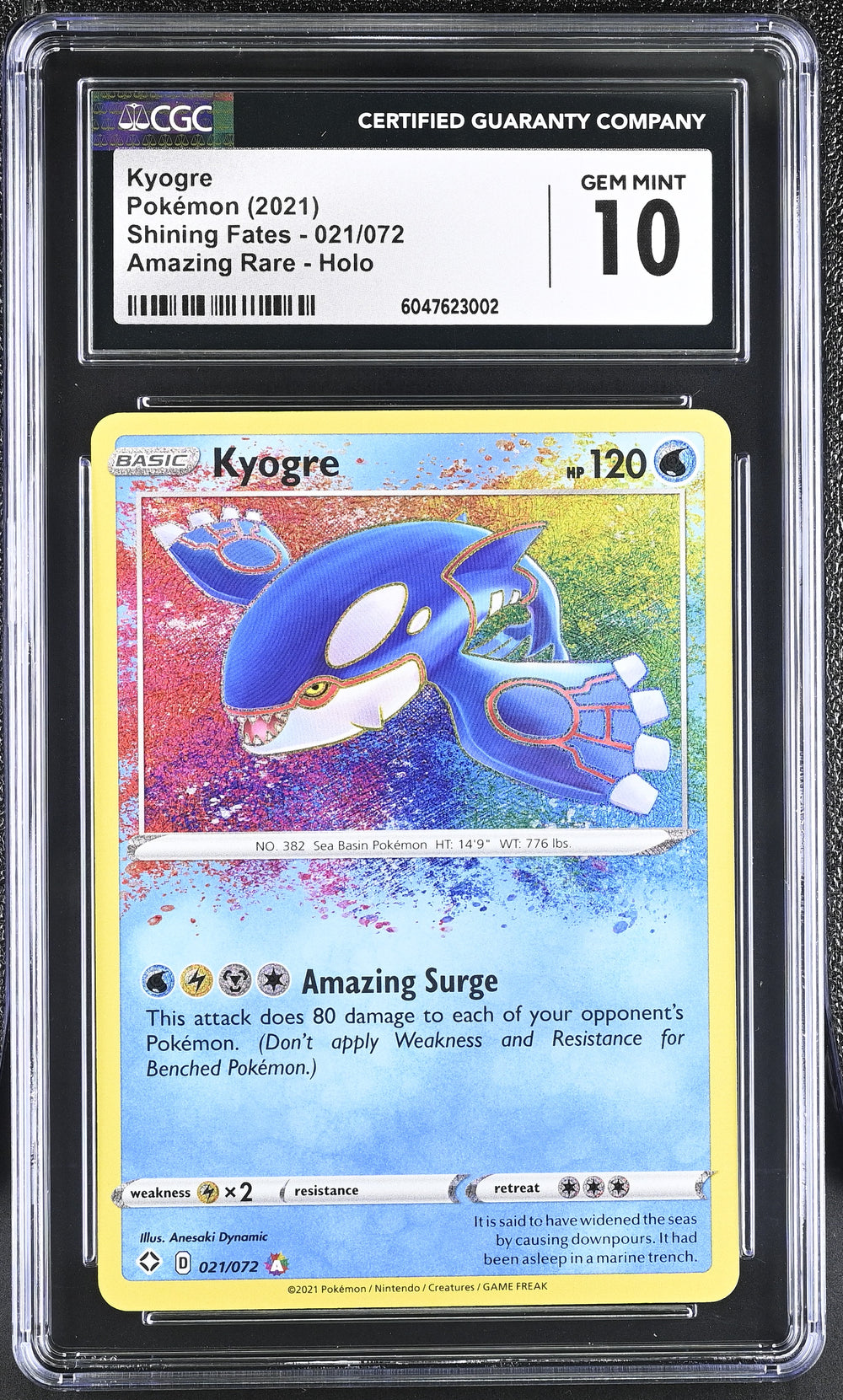 POKEMON TCG: SHINING FATES - KYOGRE - 021/072 (AMAZING RARE - HOLO) (ENGLISH) (GRADED / CGC 10) (📌 CONDITION 9.5)