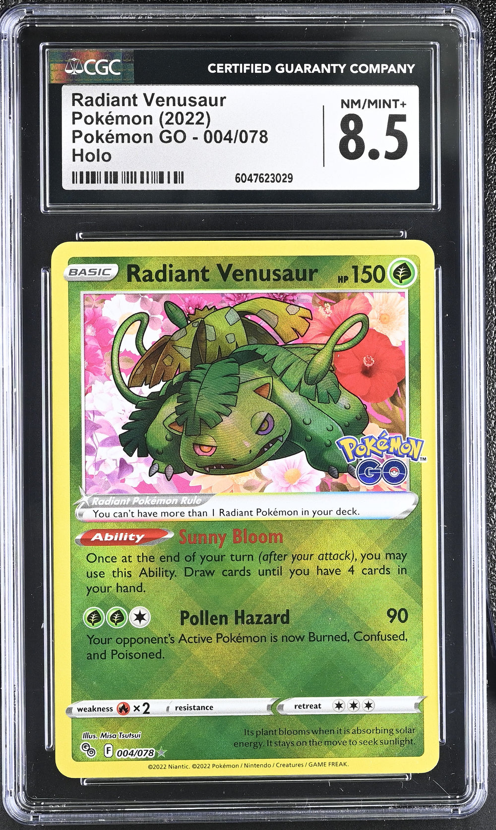 POKEMON TCG: POKEMON GO - RADIANT VENUSAUR - 004/078 (HOLO) (ENGLISH) (GRADED / CGC 8.5) (📌 CONDITION 9.5)