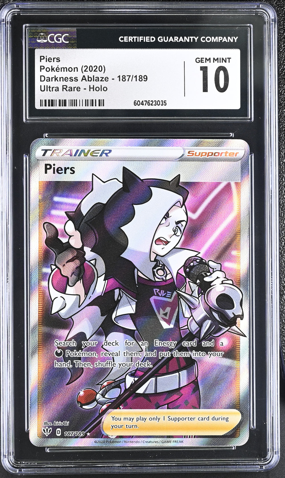 POKEMON TCG: DARKNESS ABLAZE - PIERS - 187/189 (ULTRA RARE - HOLO) (ENGLISH) (GRADED / CGC 10) (📌 CONDITION 9.5)