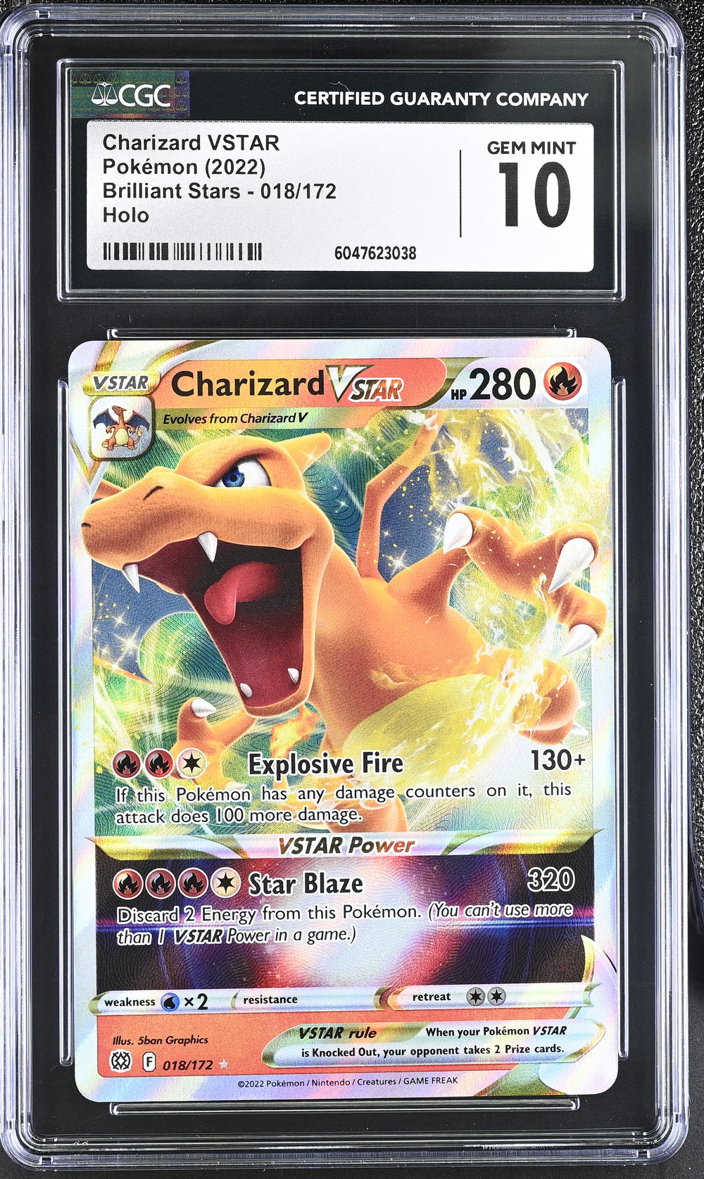 POKEMON TCG: BRILLIANT STARS - CHARIZARD VSTAR - 018/172 (HOLO) (ENGLISH) (GRADED / CGC 10) (📌 CONDITION 9.5)