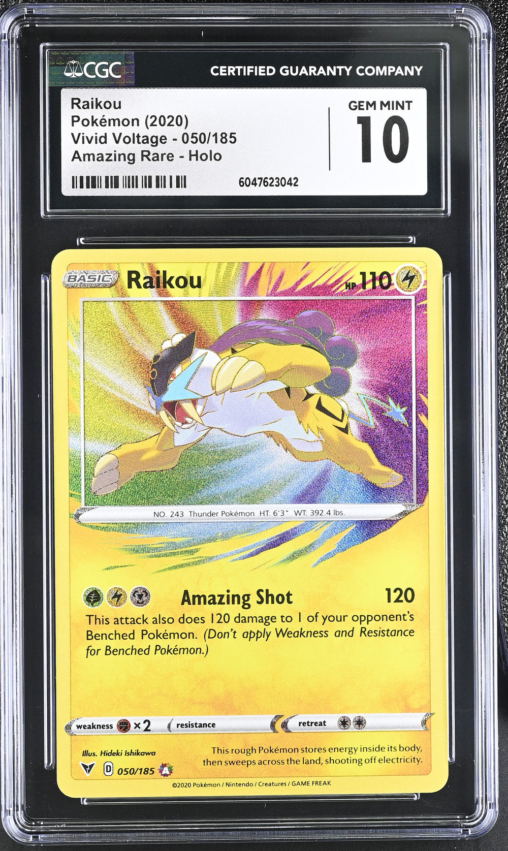 POKEMON TCG: VIVID VOLTAGE - RAIKOU - 050/185 (AMAZING RARE - HOLO) (ENGLISH) (GRADED / CGC 10) (📌 CONDITION 9.5)