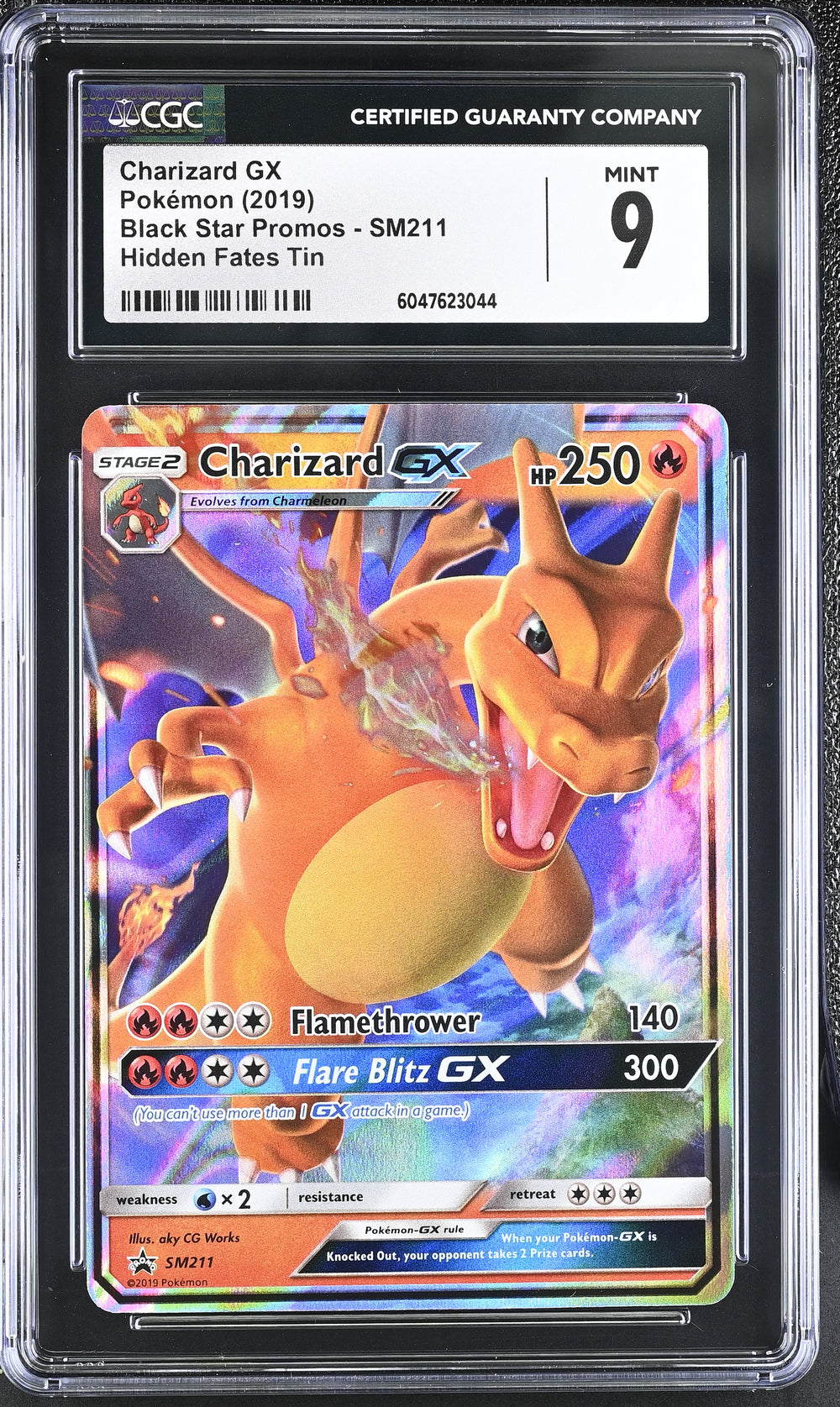 POKEMON TCG: SUN & MOON PROMOS - CHARIZARD GX - SM211 (HIDDEN FATES TIN - HOLO) (ENGLISH) (GRADED / CGC 9) (📌 CONDITION 9.5)
