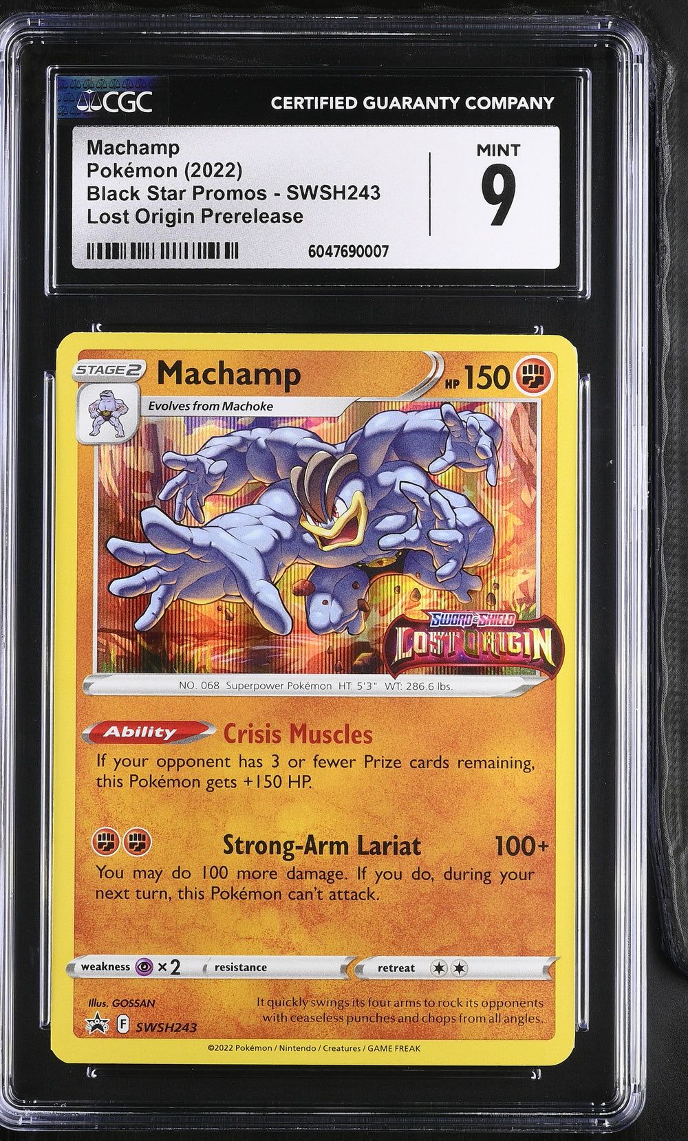 POKEMON TCG: SWORD & SHIELD PROMO - MACHAMP - SWSH243 (LOST ORIGIN PRERELEASE - HOLO) (ENGLISH) (GRADED / CGC 9) (📌 CONDITION 9.5)
