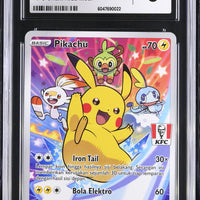 POKEMON TCG: SWORD & SHIELD PROMOS - PIKACHU - 016/S-P (KFC CHAKI KIDS MEAL - NON HOLO) (INDONESIAN) (GRADED / CGC 8) (📌 CONDITION 9.5)