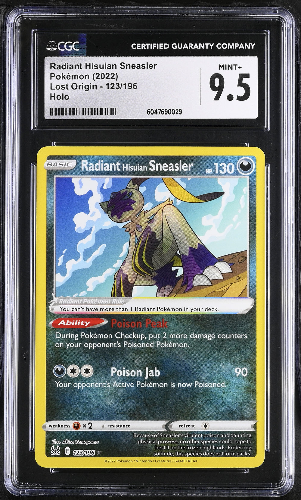 POKEMON TCG: LOST ORIGIN - RADIANT HISUIAN SNEASLER - 123/196 (HOLO) (ENGLISH) (GRADED / CGC 9.5) (📌 CONDITION 9.5)