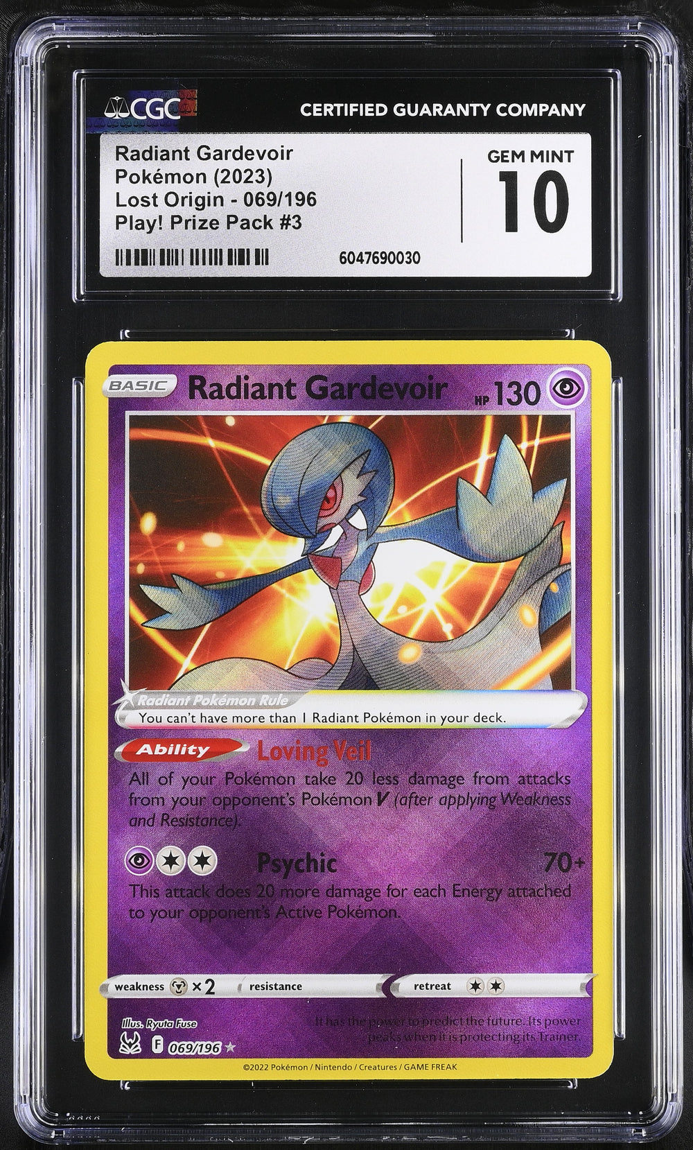 POKEMON TCG: LOST ORIGIN - RADIANT GARDEVOIR - 069/196 (HOLO) (ERROR SLAB - SLAB SAYS PRIZE PACK VERSION) (ENGLISH) (GRADED / CGC 10) (📌 CONDITION 9.5)