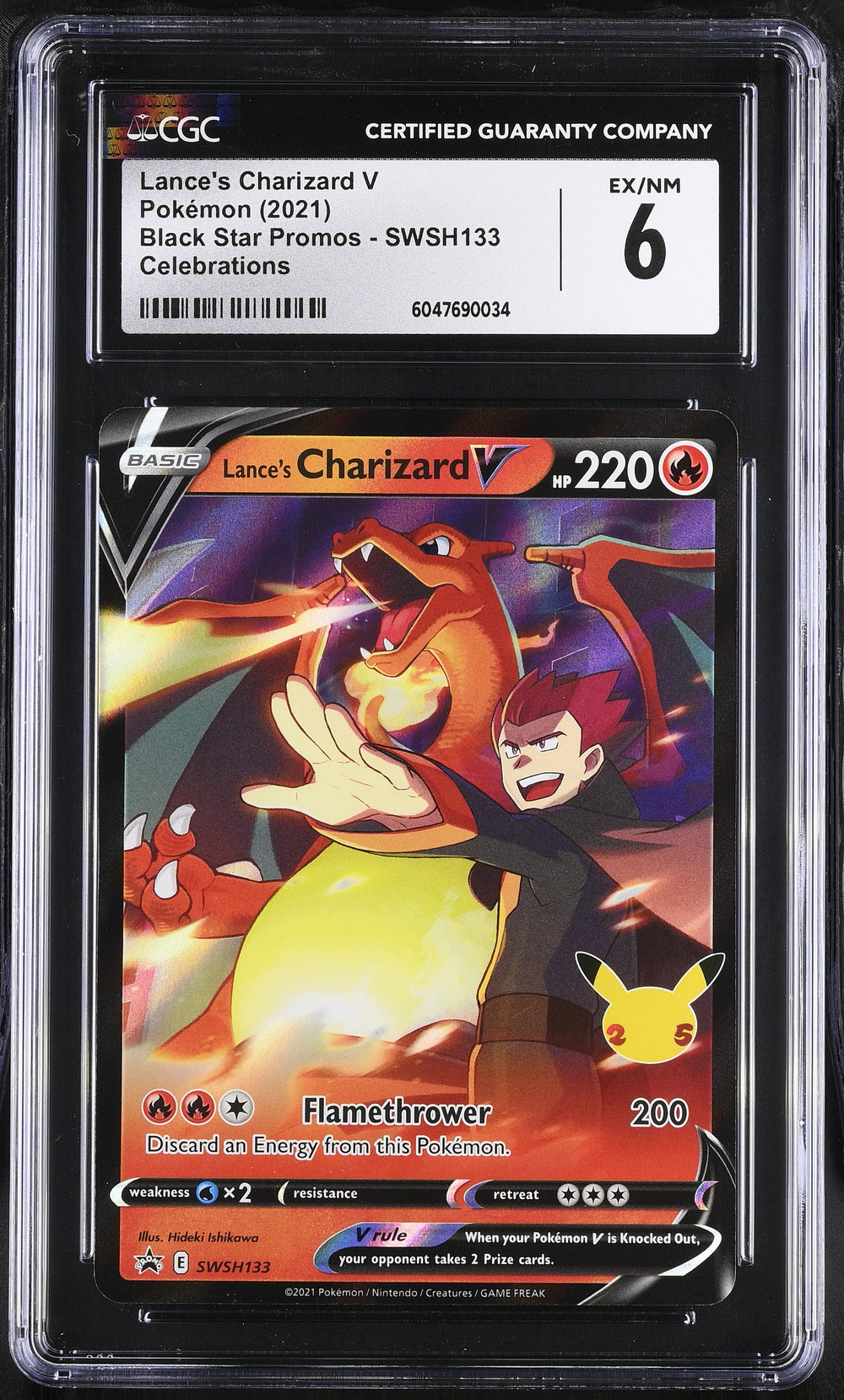 POKEMON TCG: SWORD & SHIELD PROMO - LANCE'S CHARIZARD V - SWSH133 (CELEBRATIONS - HOLO) (ENGLISH) (GRADED / CGC 6) (📌 CONDITION 9.5)