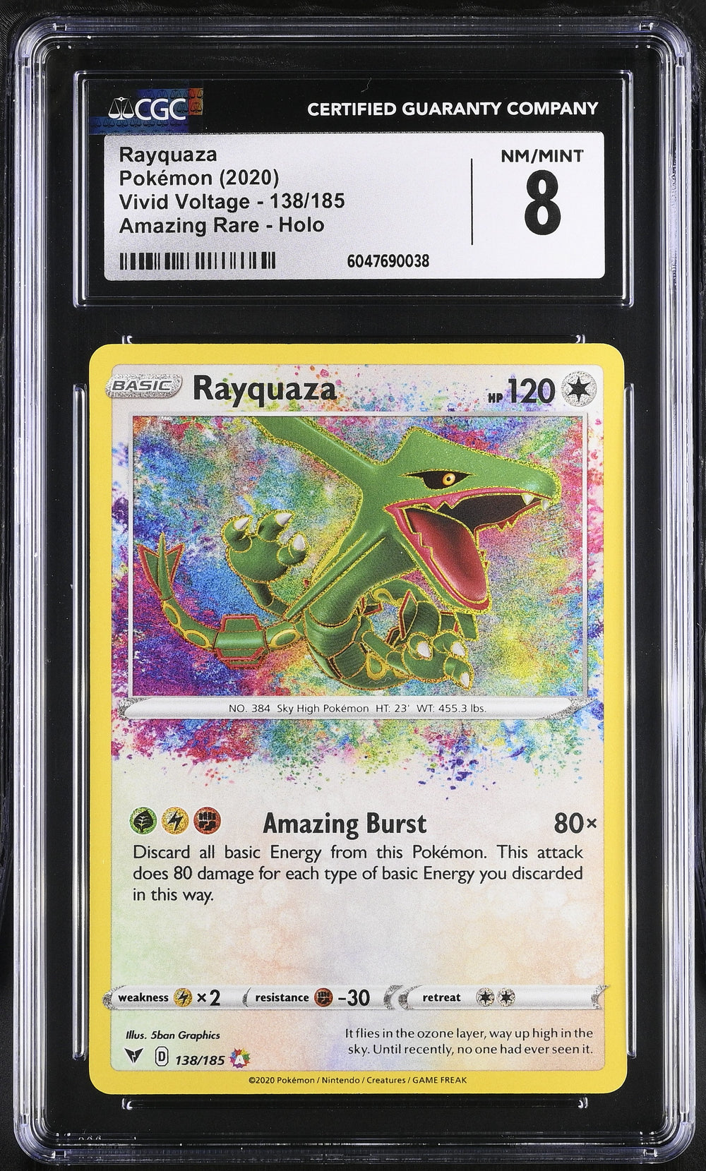 POKEMON TCG: VIVID VOLTAGE - RAYQUAZA - 138/185 (AMAZING RARE - HOLO) (ENGLISH) (GRADED / CGC 8) (📌 CONDITION 9.5)