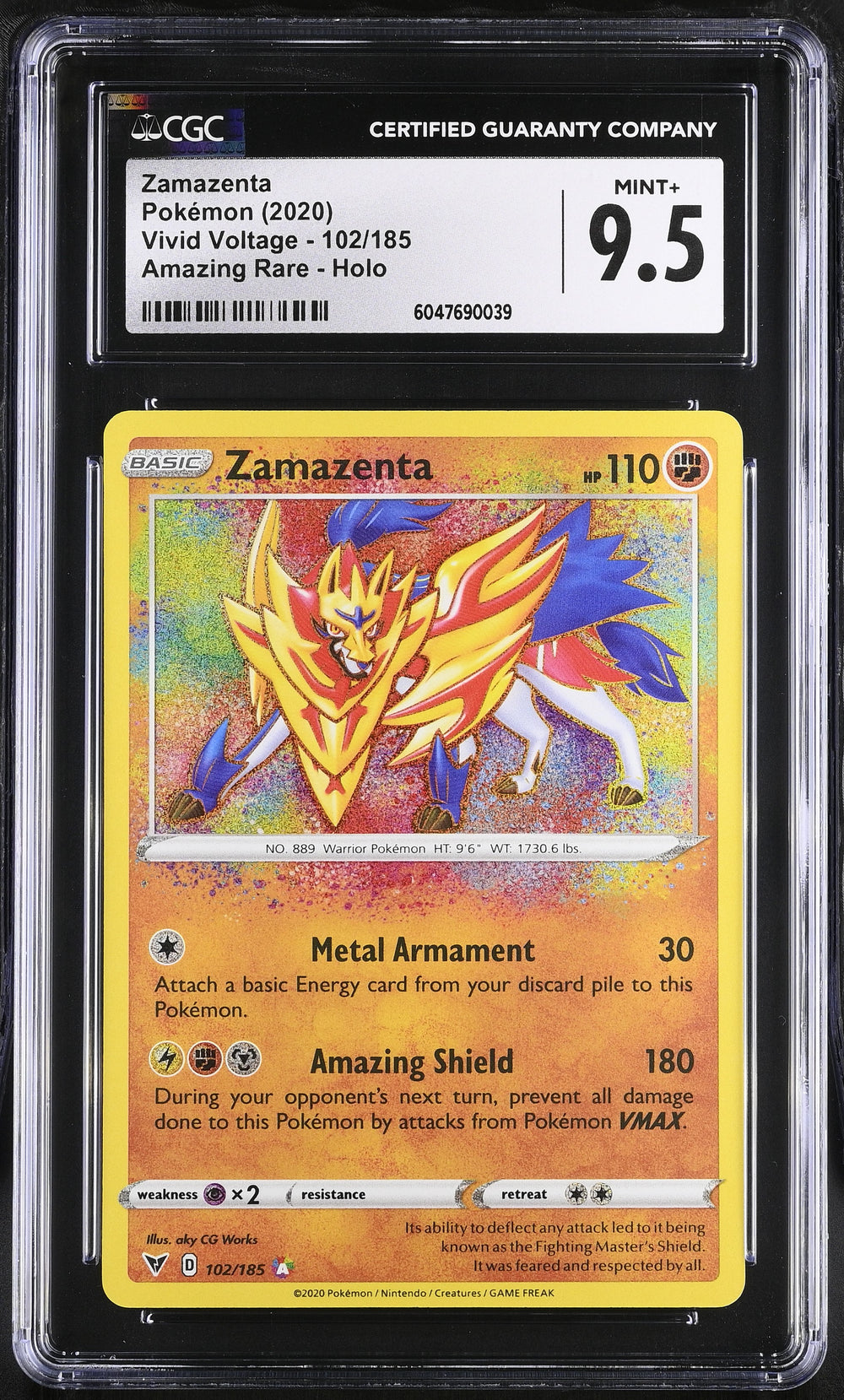 POKEMON TCG: VIVID VOLTAGE - ZAMAZENTA - 102/185 (AMAZING RARE - HOLO) (ENGLISH) (GRADED / CGC 9.5) (📌 CONDITION 9.5)