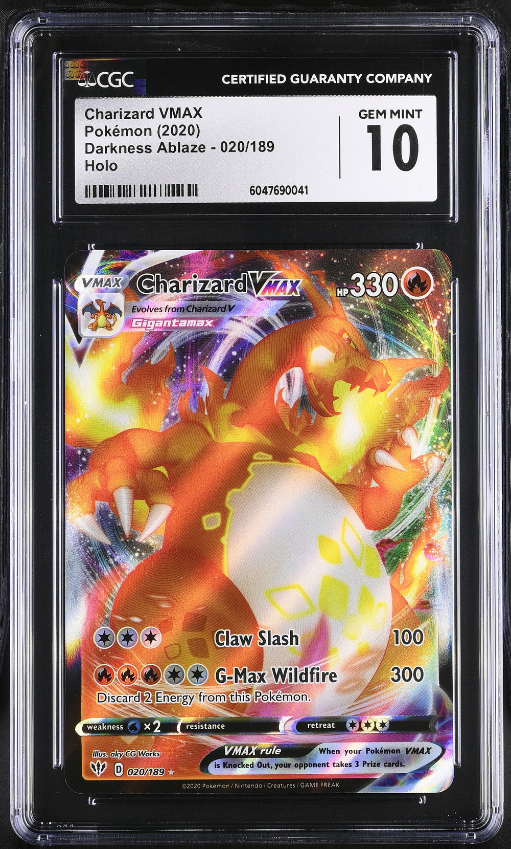 POKEMON TCG: DARKNESS ABLAZE - CHARIZARD VMAX - 020/189 (HOLO) (ENGLISH) (GRADED / CGC 10) (📌 CONDITION 9.5)