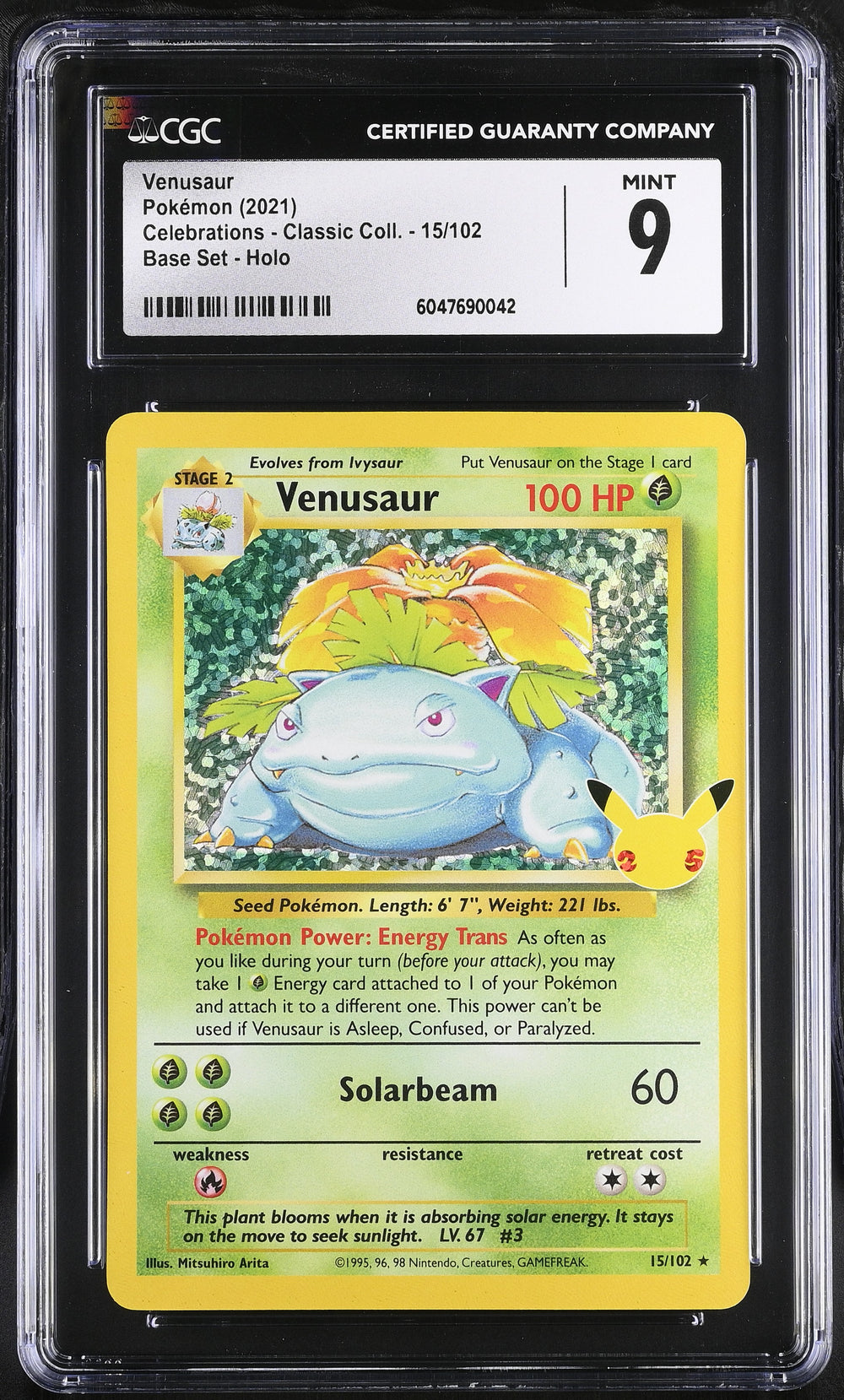 POKEMON TCG: CELEBRATIONS: CLASSIC COLLECTION - VENUSAUR - 015/102 (BASE SET - HOLO) (ENGLISH) (GRADED / CGC 9) (📌 CONDITION 9.5)
