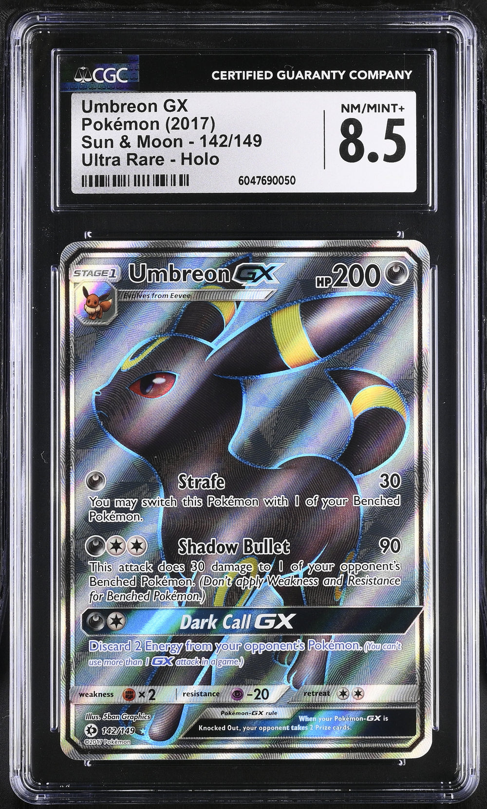 POKEMON TCG: SUN & MOON - UMBREON GX - 142/149 (ULTRA RARE - HOLO) (ENGLISH) (GRADED / CGC 8.5) (📌 CONDITION 9.5)