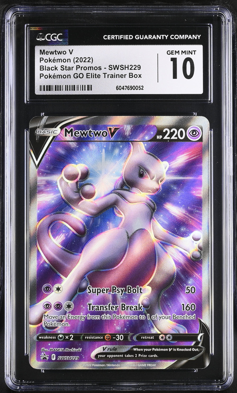 POKEMON TCG: SWORD & SHIELD PROMO - MEWTWO V - SWSH229 (POKEMON GO ELITE TRAINER BOX - HOLO) (ENGLISH) (GRADED / CGC 10) (📌 CONDITION 9.5)