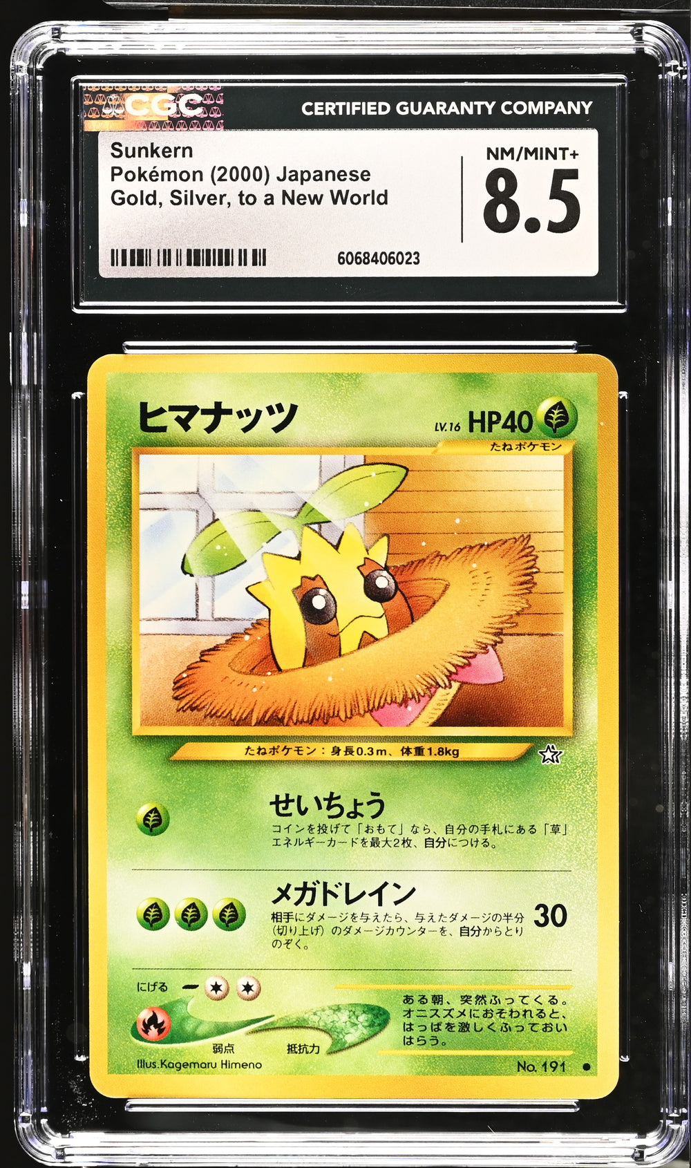 POKEMON TCG: GOLD, SILVER, TO A NEW WORLD - SUNKERN - 191 (NON-HOLO) (JAPANESE) (GRADED / CGC 8.5) (📌 CONDITION 9.5)