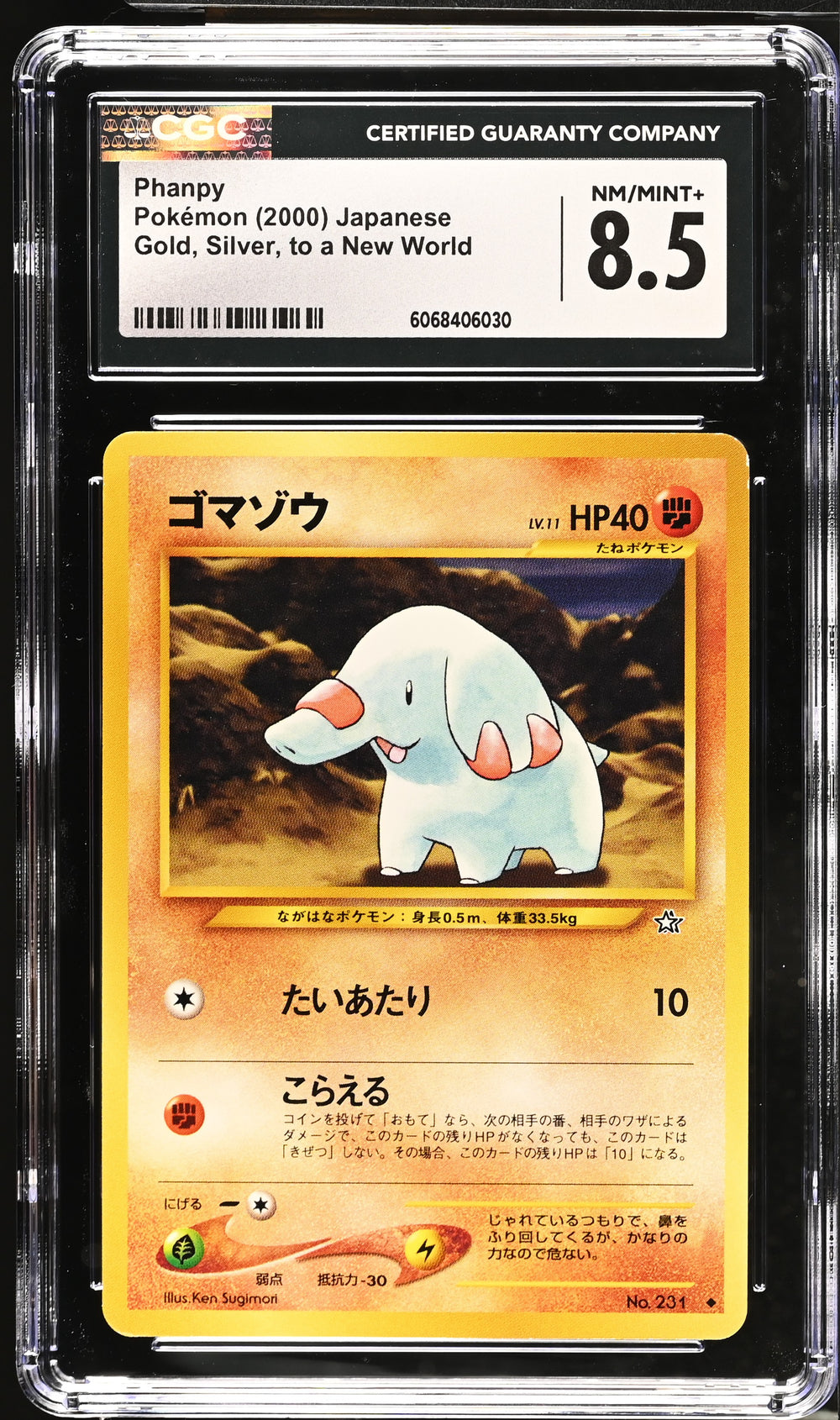 POKEMON TCG: GOLD, SILVER, TO A NEW WORLD - PHANPY - 231 (NON-HOLO) (JAPANESE) (GRADED / CGC 8.5) (📌 CONDITION 9.5)