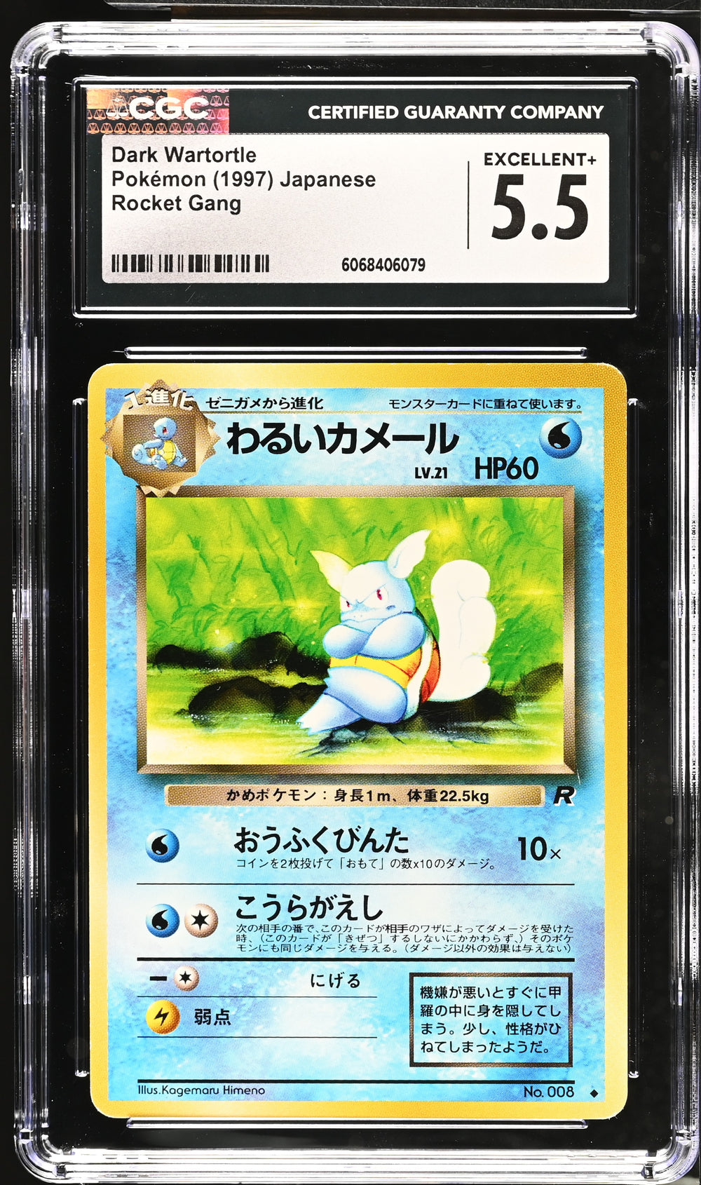 POKEMON TCG: ROCKET GANG - DARK WARTORTLE - 008 (NON-HOLO) (JAPANESE) (GRADED / CGC 5.5) (📌 CONDITION 9.5)