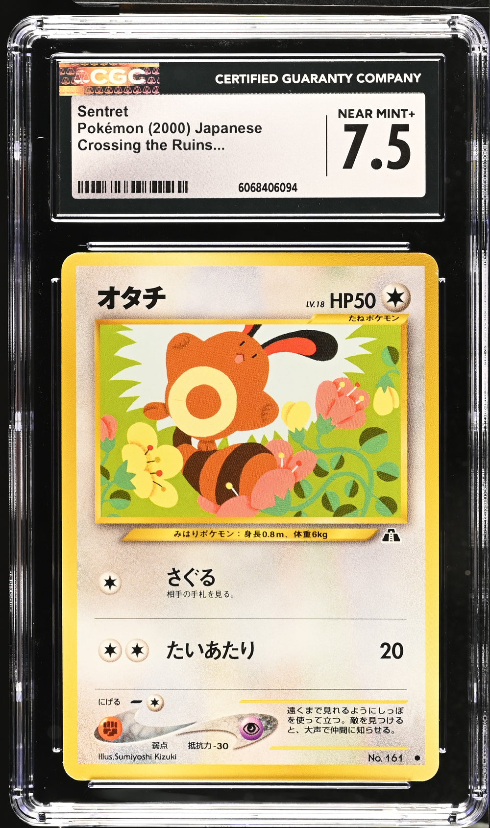 POKEMON TCG: CROSSING THE RUINS - SENTRET - 161 (NON-HOLO) (JAPANESE) (GRADED / CGC 7.5) (📌 CONDITION 9.5)