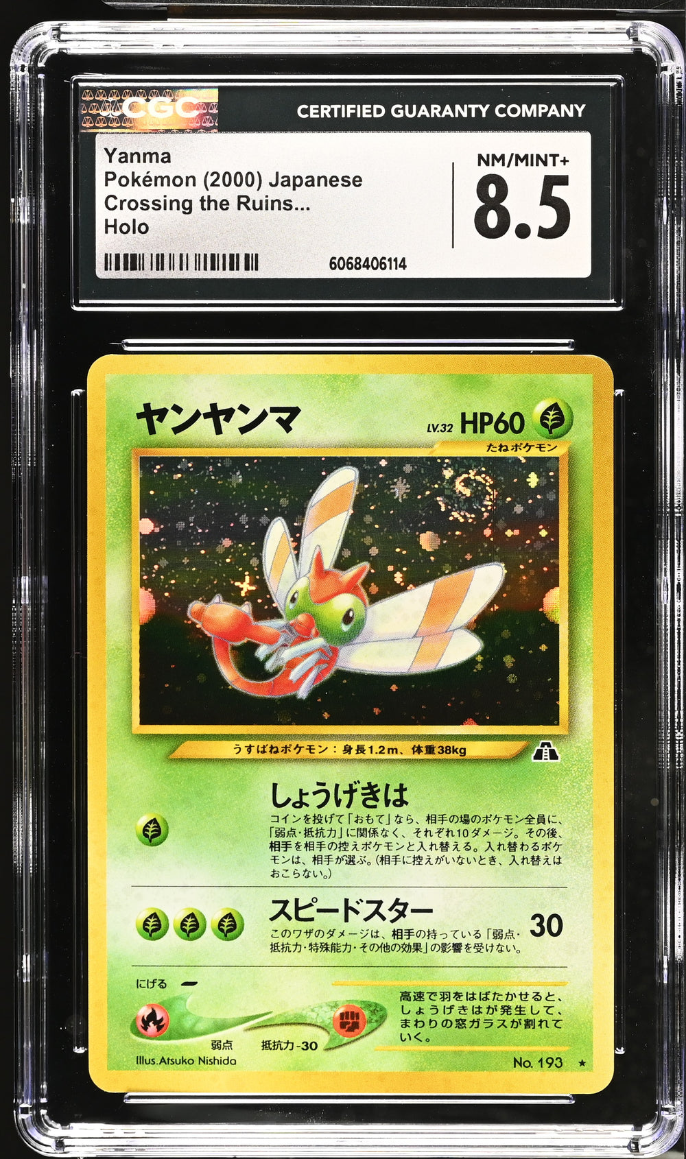 POKEMON TCG: CROSSING THE RUINS - YANMA - 193 (HOLO) (JAPANESE) (GRADED / CGC 8.5) (📌 CONDITION 9.5)