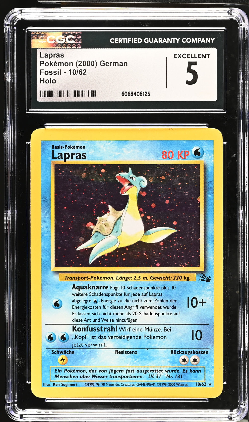 POKEMON TCG: FOSSIL - LAPRAS - 10/62 (HOLO) (GERMAN) (GRADED / CGC 5) (📌 CONDITION 9.5)