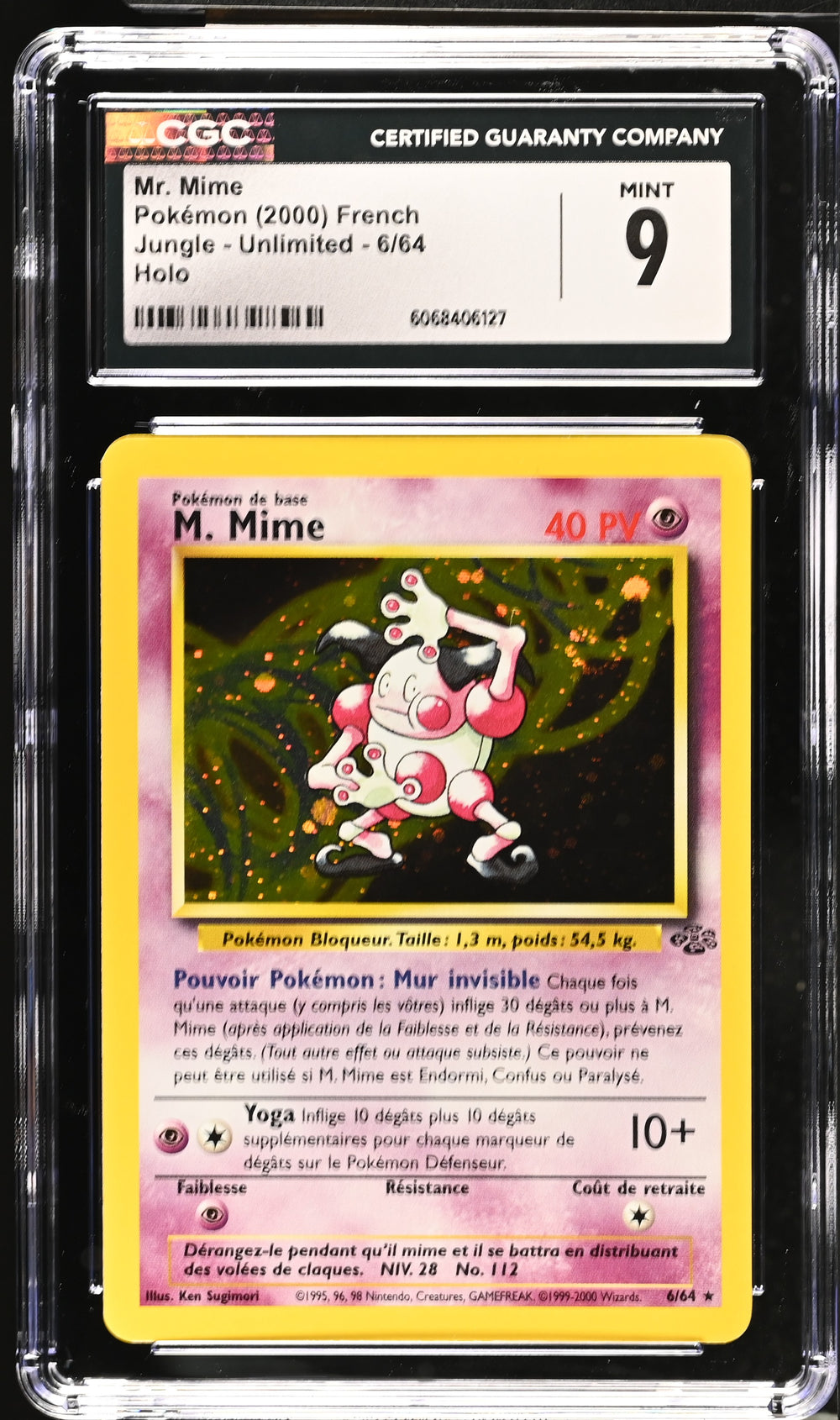 POKEMON TCG: JUNGLE - MR. MIME - 6/64 (HOLO / SWIRL) (FRENCH) (GRADED / CGC 9) (📌 CONDITION 9.5)
