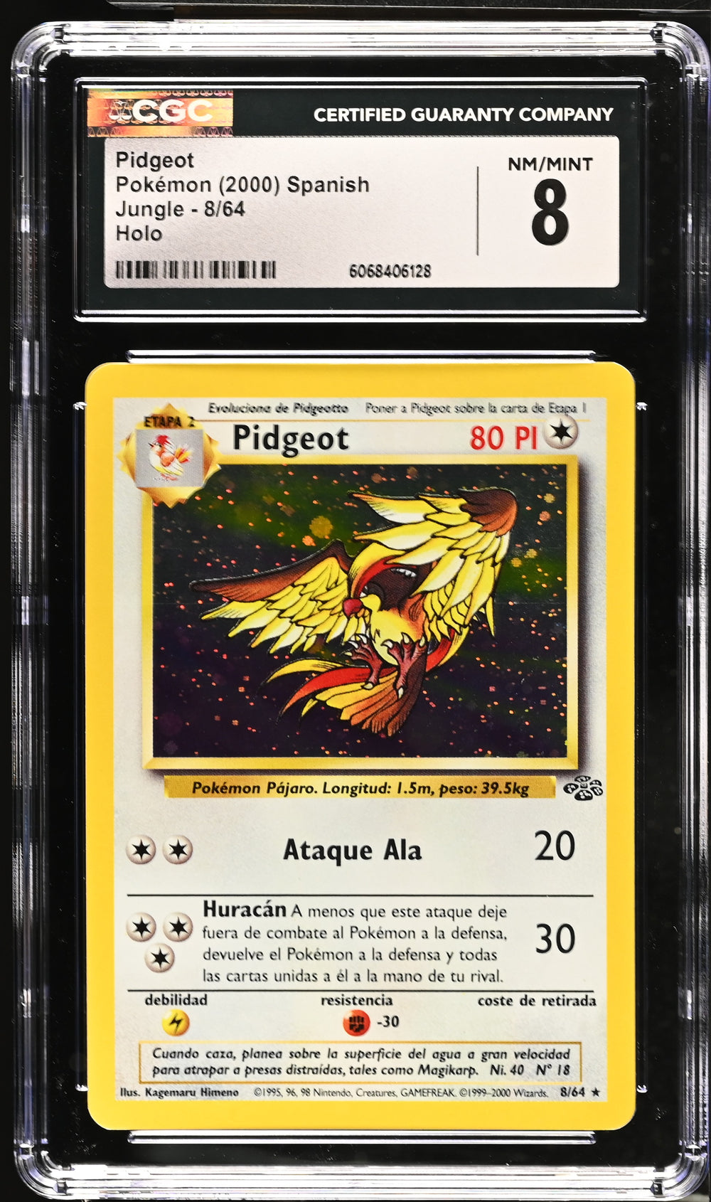 POKEMON TCG: JUNGLE - PIDGEOT - 8/64 (HOLO) (SPANISH) (GRADED / CGC 8) (📌 CONDITION 9.5)