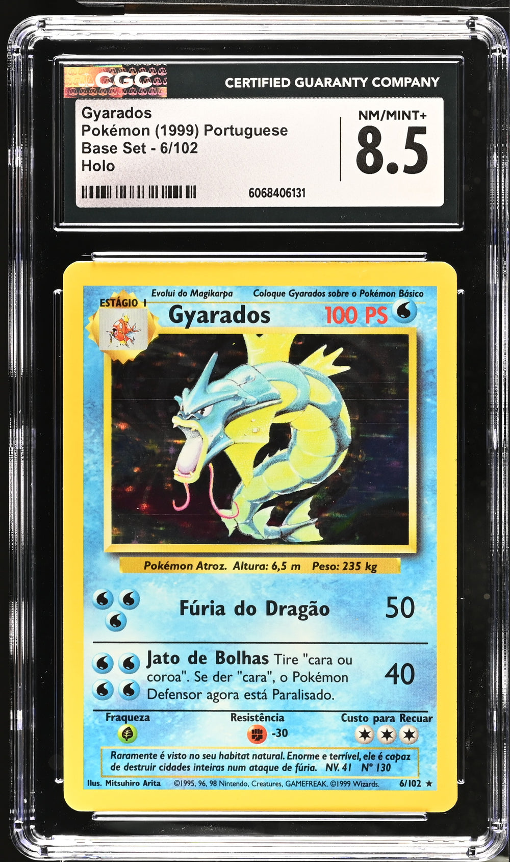 POKEMON TCG: BASE SET - GYARADOS - 6/102 (HOLO) (PORTUGUESE) (GRADED / CGC 8.5) (📌 CONDITION 9.5)