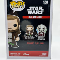 FUNKO POP! STAR WARS QUI GON JINN #128 (LE 2,000) (2016 NYCC EXCLUSIVE STICKER) (📌CONDITION 8.5/9.0)