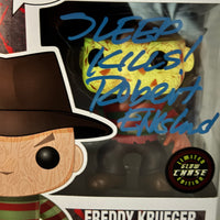 FUNKO POP! MOVIES A NIGHTMARE ON ELM STREET: GLOW FREDDY KRUEGER #02 (GLOW CHASE) (SIGNED / AUTOGRAPHED BY ROBERT ENGLUND) (BECKETT COA) (3 LANGUAGE RELEASE) (JJL 180404) (📌 CONDITION 8.0)
