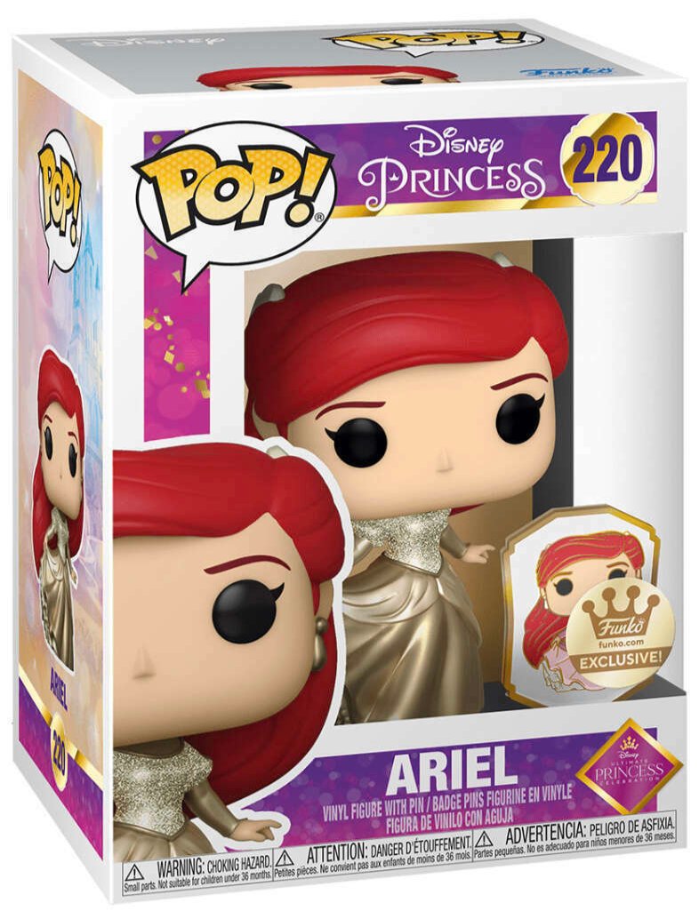 FUNKO POP! DISNEY PRINCESS: DANCING ARIEL W/ PIN (GOLD DRESS ) #220 (FUNKO SHOP EXCLUSIVE STICKER) FUNKO POP! DISNEY PRINCESS: DANCING ARIEL W/ PIN (GOLD DRESS ) #220 (FUNKO SHOP EXCLUSIVE STICKER)