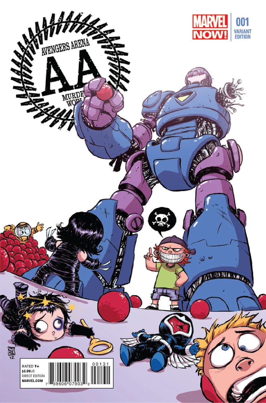 MARVEL COMICS AVENGERS ARENA ISSUE #1 (SKOTTIE YOUNG BABY VARIANT COVER) (1ST APPERANCE OF CULLEN BLOODSTONE / KID BRITON / DEATH LOCKET / ANACHRONISM / NARA / APEX) (DEATH OF METTLE) (FEB 2013) (📌 CONDITION 9.5)
