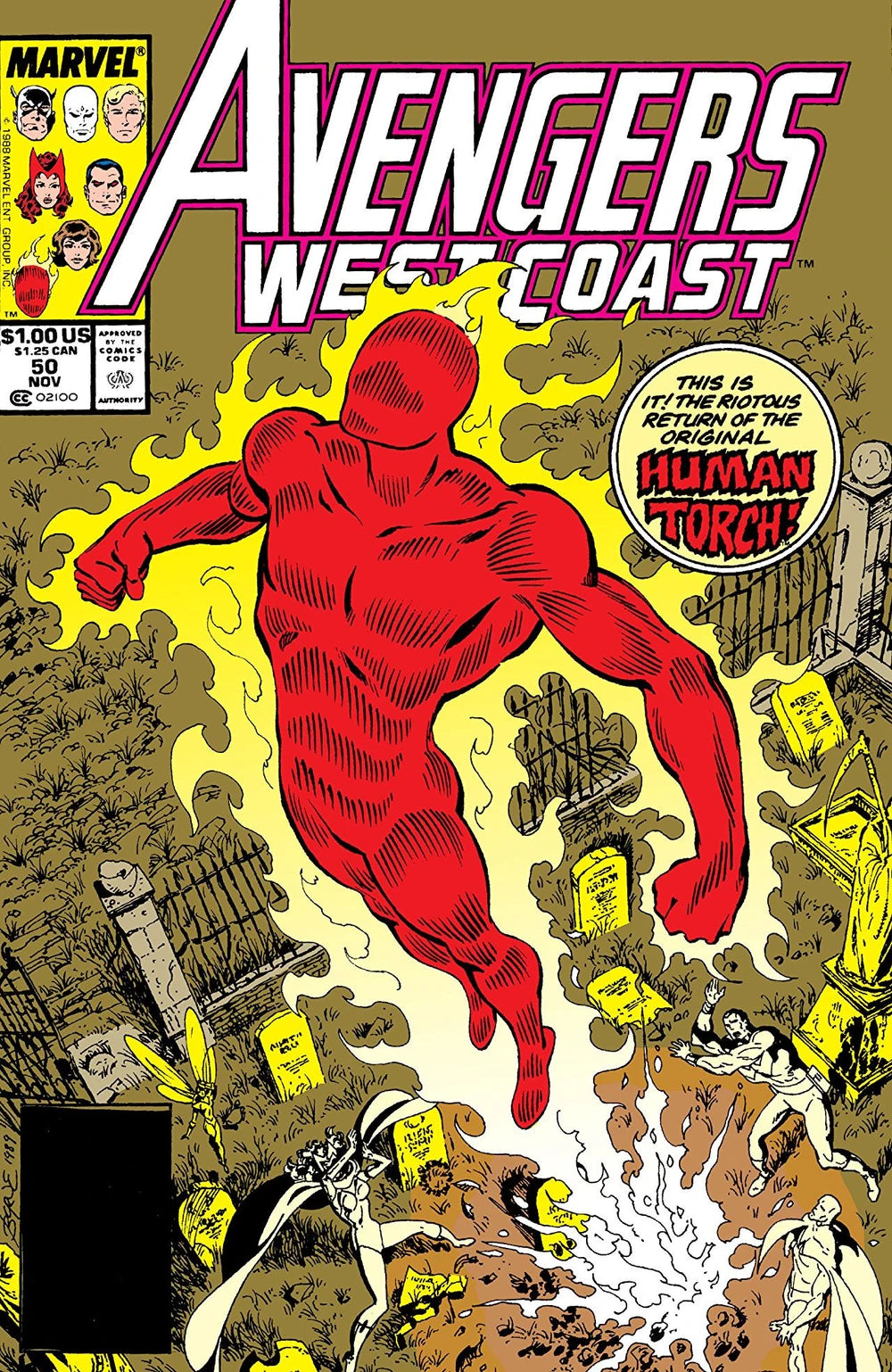 MARVEL COMICS AVENGERS WEST COAST VOL. 1 ISSUE #50 (NEWSSTAND EDITION) (NOV 1989) (📌 CONDITION 5.5/6.0)